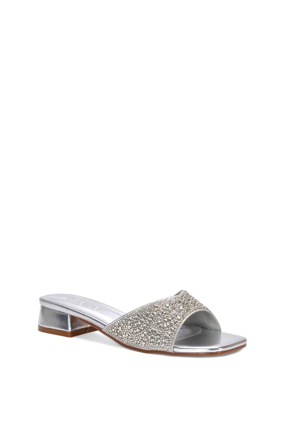 XY London 'Erica' Open Toe Slip On Diamante Low Heel Mule Shoes image 2