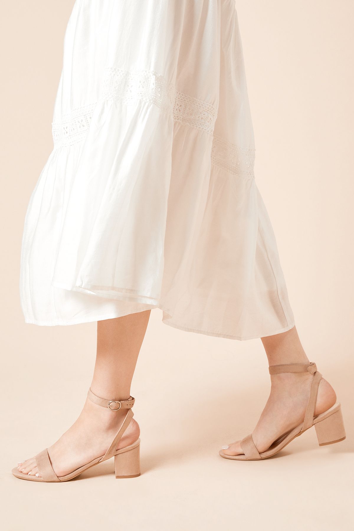 Dorothy Perkins Tommi Barely There Mid Block Heel Sandals Taupe image 2