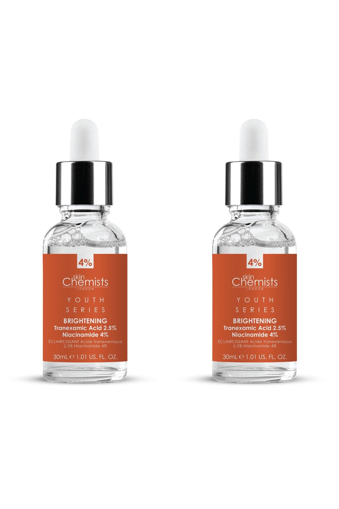 skinChemists Youth Series Tranexamic Acid 2.5%, Niacinamide 4% Brightening Serum 30ml x 2 Duo Pack image 1
