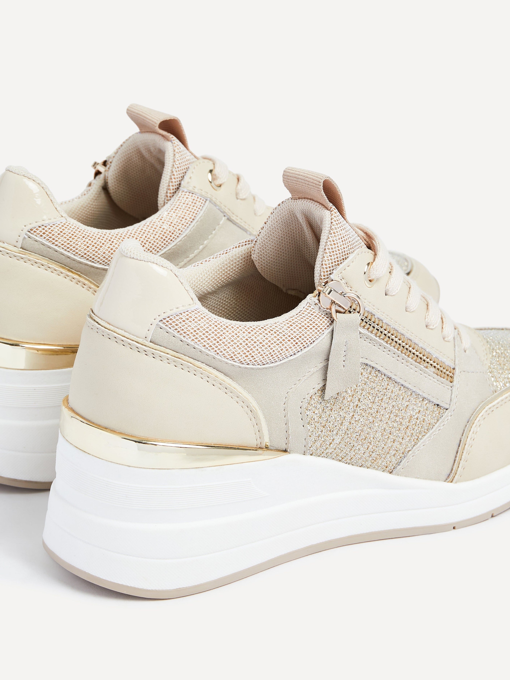 Linzi Everett Gold & Nude Wedged Trainer image 4