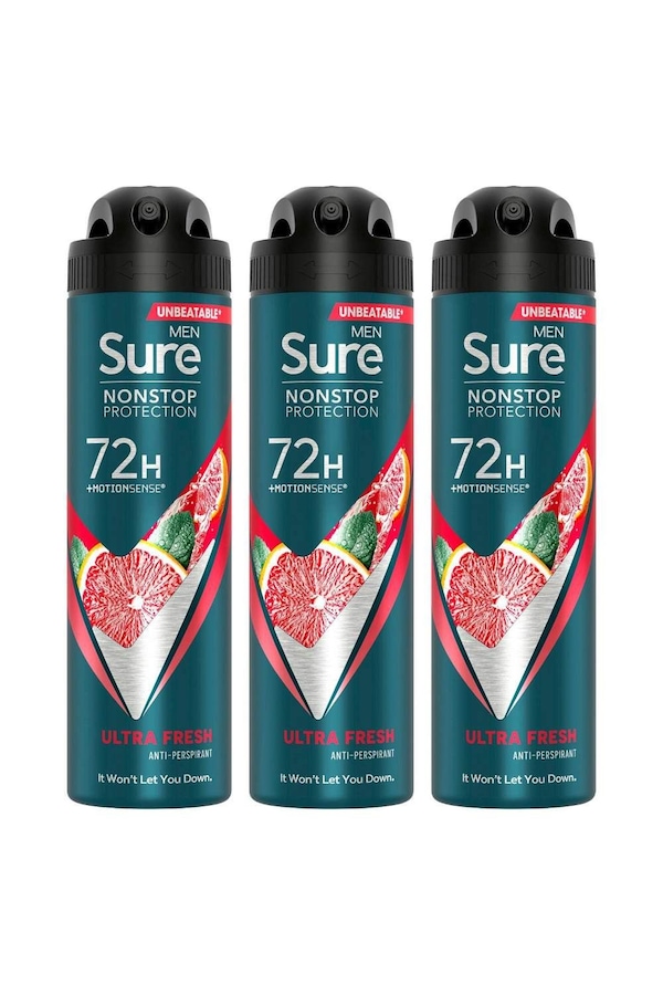 Sure Men Protection 72H 'Anti-Perspirant Deodorant' Ultra Fresh, 3x150ml