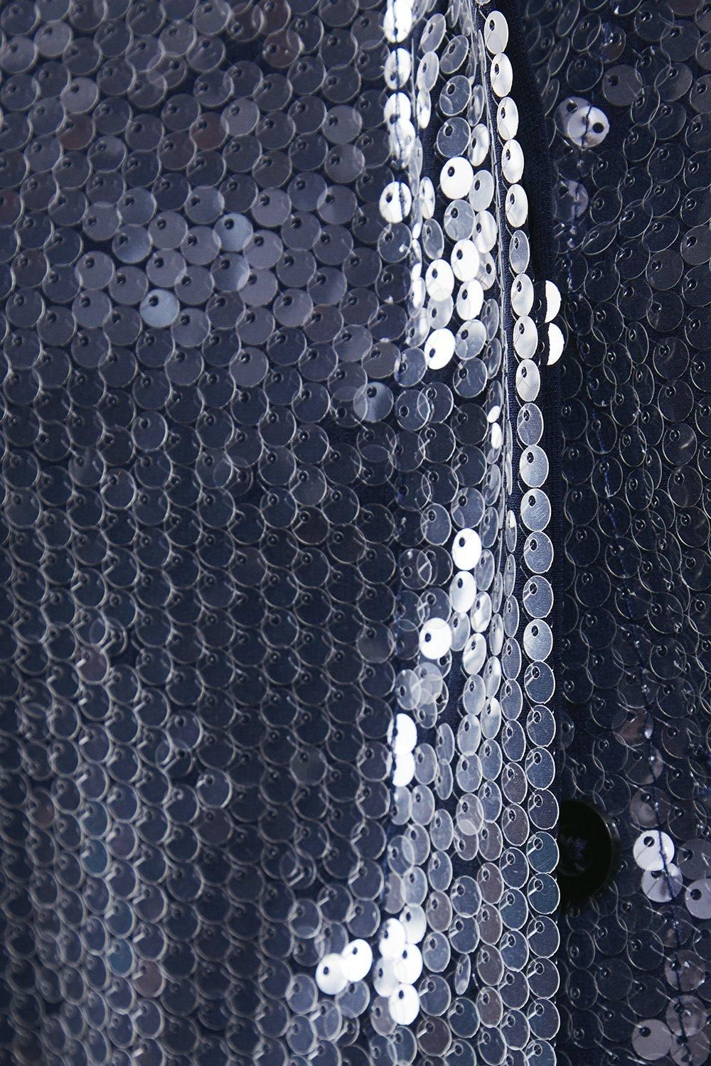Warehouse Sequin Oversized Shirt Navy image 5