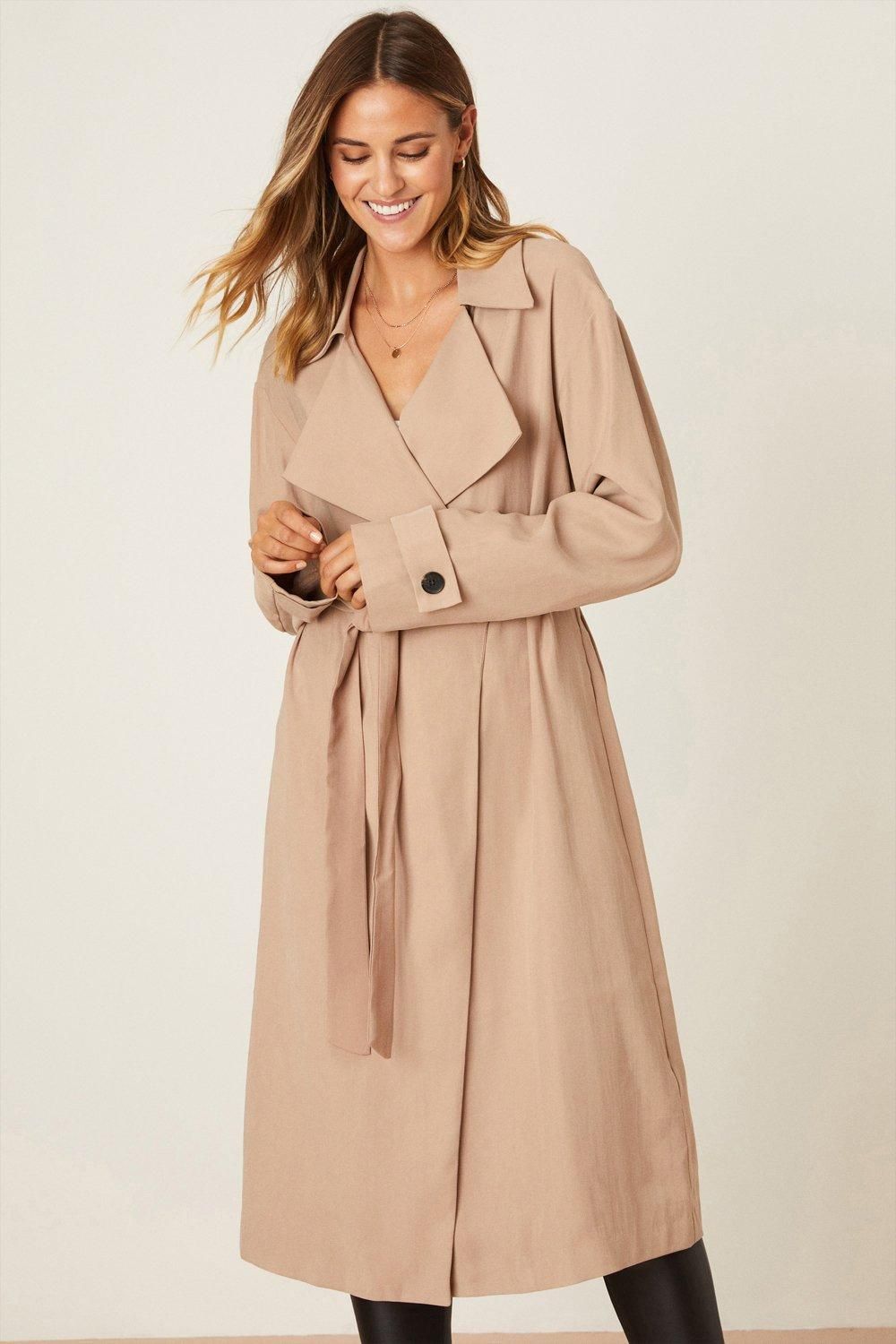 Dorothy Perkins Long Duster Light Weight Trench Coat Beige