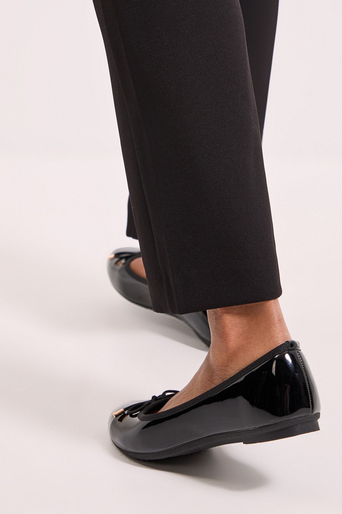 Dorothy Perkins Penny Faux Patent Leather Comfort Ballerinas True Black image 3