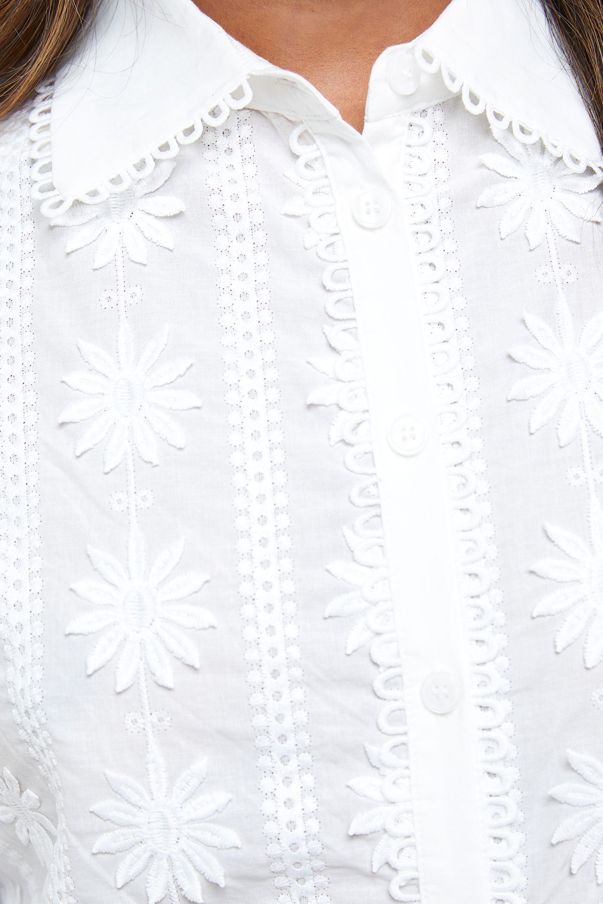 Oasis Floral Embroidered Long Sleeve Blouse White image 5