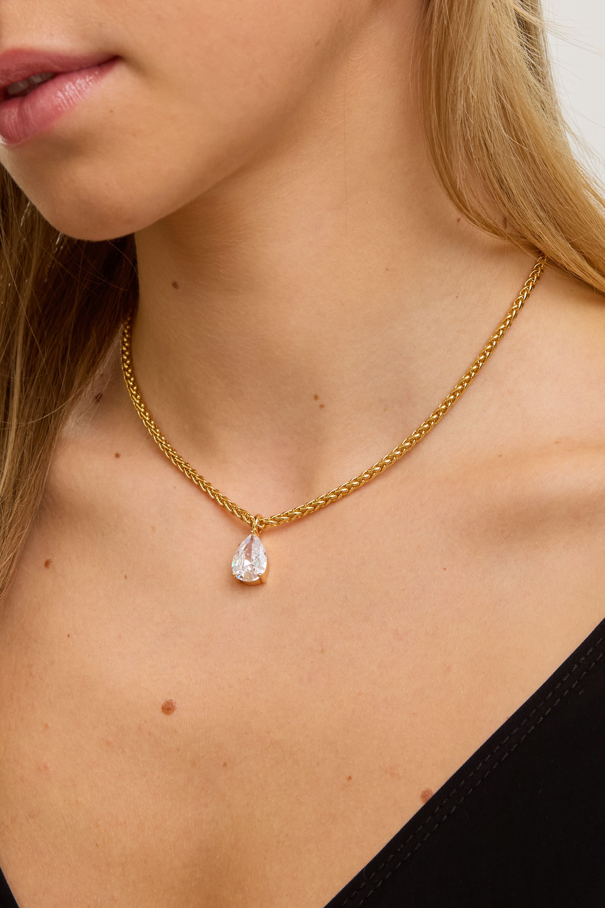 Jon Richard 18K Gold Plated Chain and Cubic Zirconia Peardrop Necklace image 2