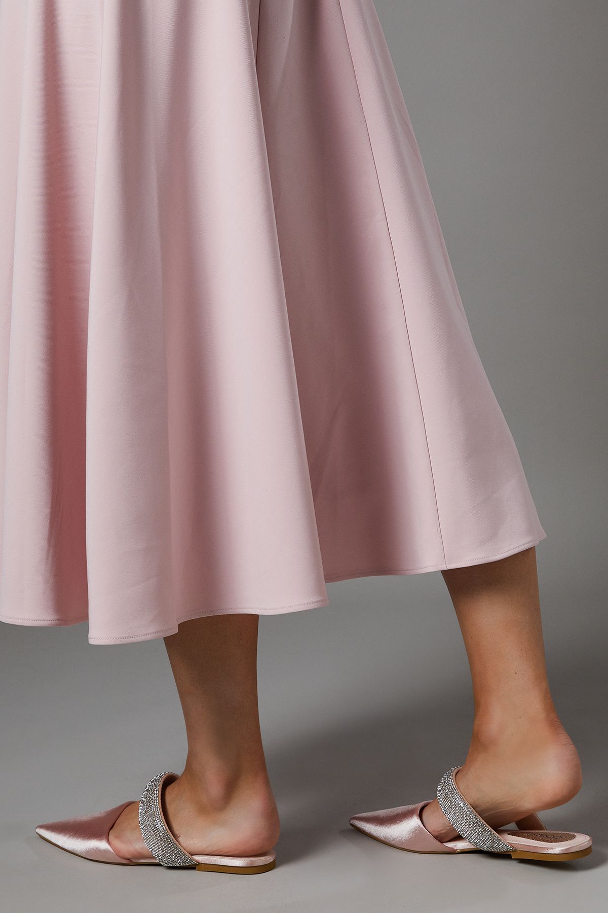 Coast Teenie Satin Diamante Strap Pointed Flat Mules Blush image 4