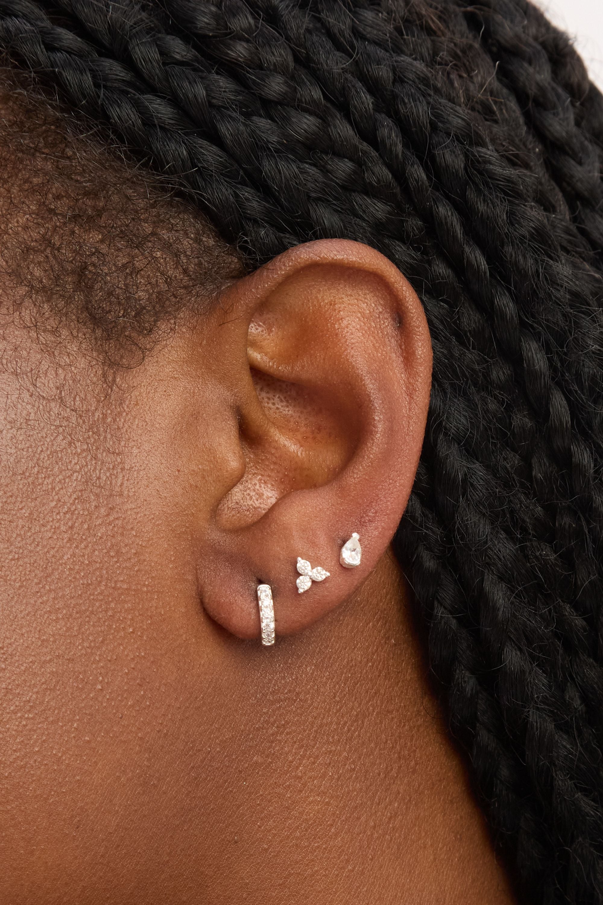 Simply Silver Sterling Silver 925 Cubic Zirconia Stud and Hoop Earrings - Pack of 3 image 3