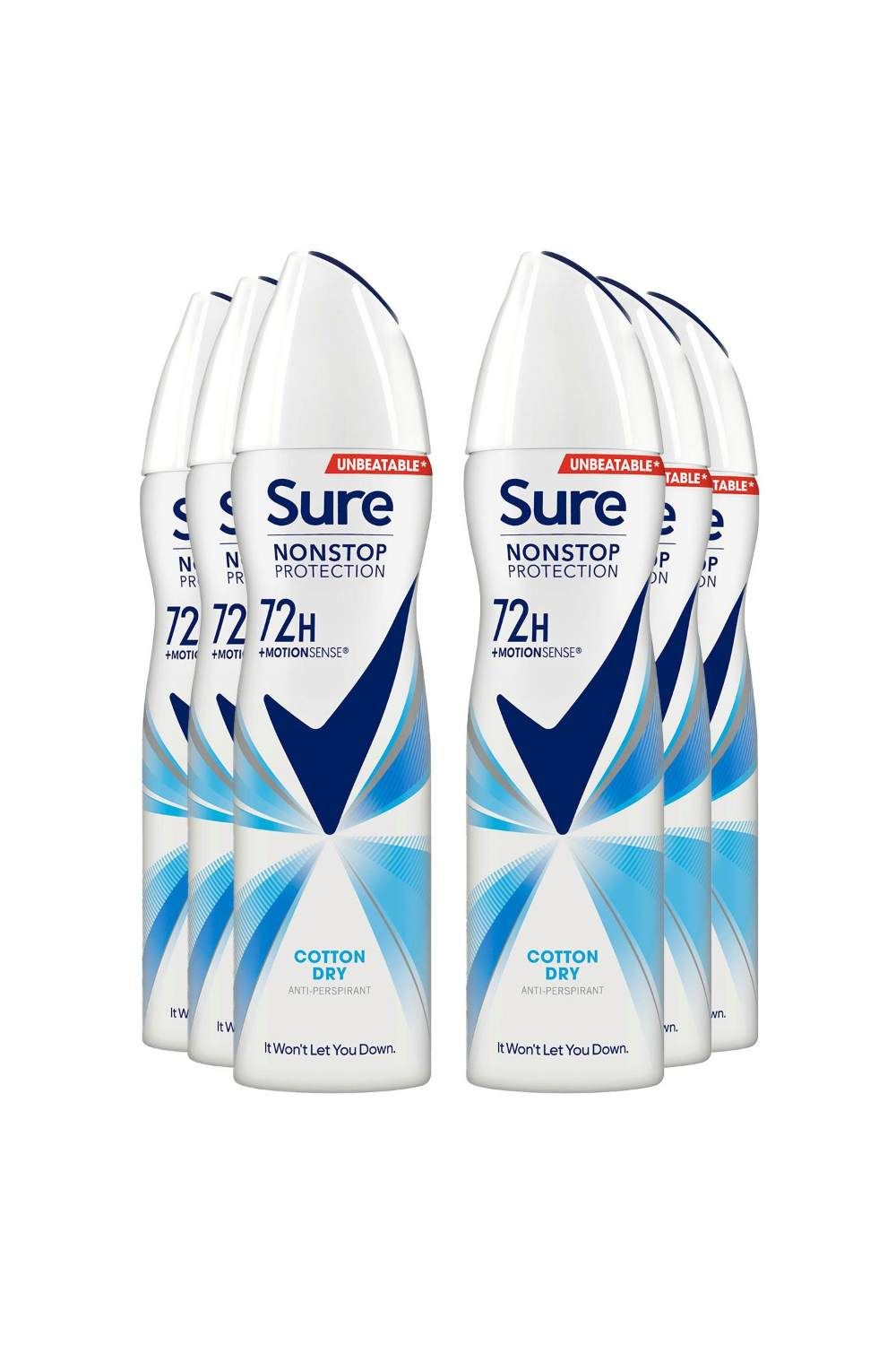 Sure Women 'Anti-Perspirant' 72H Protection Deo Cotton Dry, 6x150ml image 1