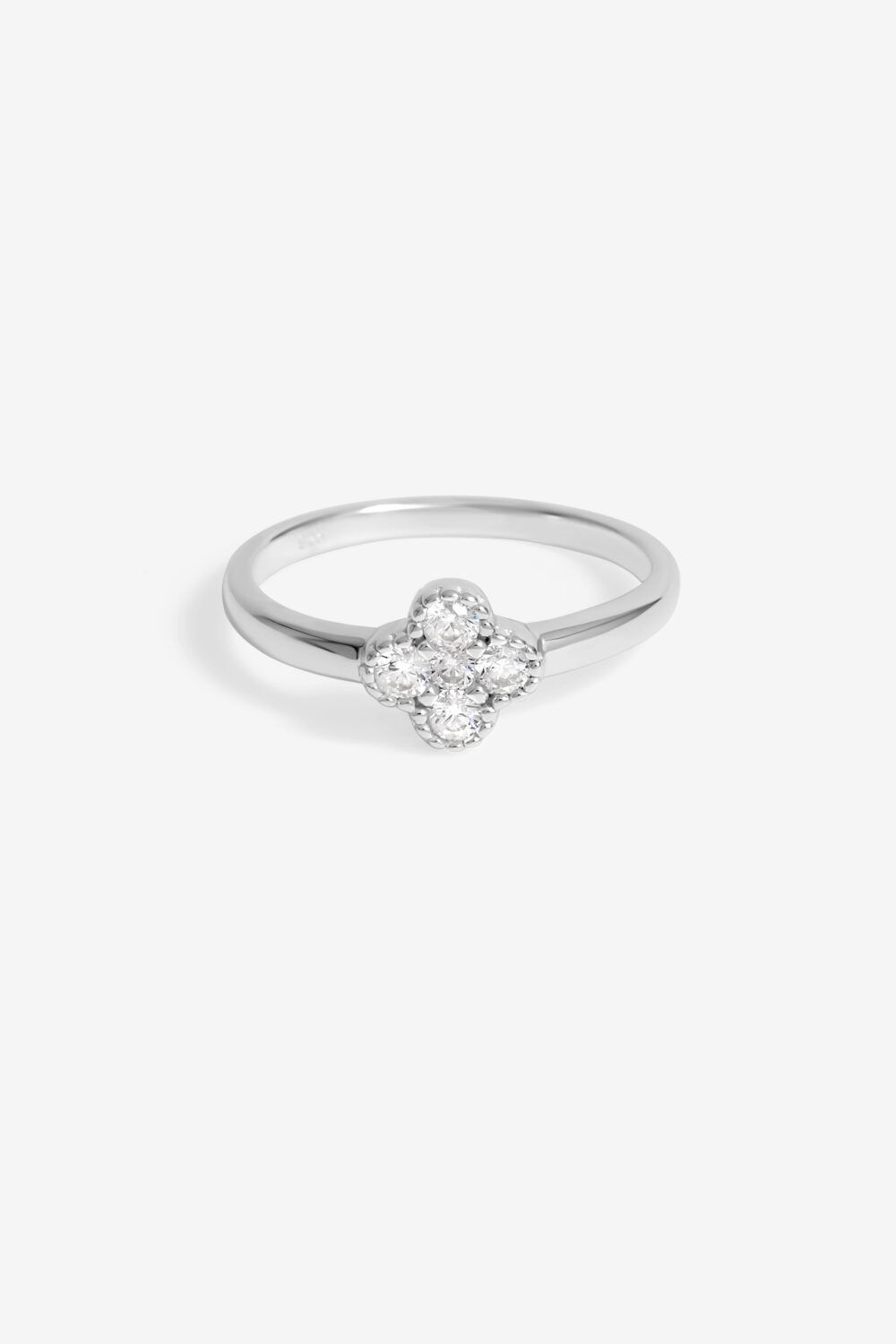 Simply Silver Sterling Silver 925 Pave Clover Ring