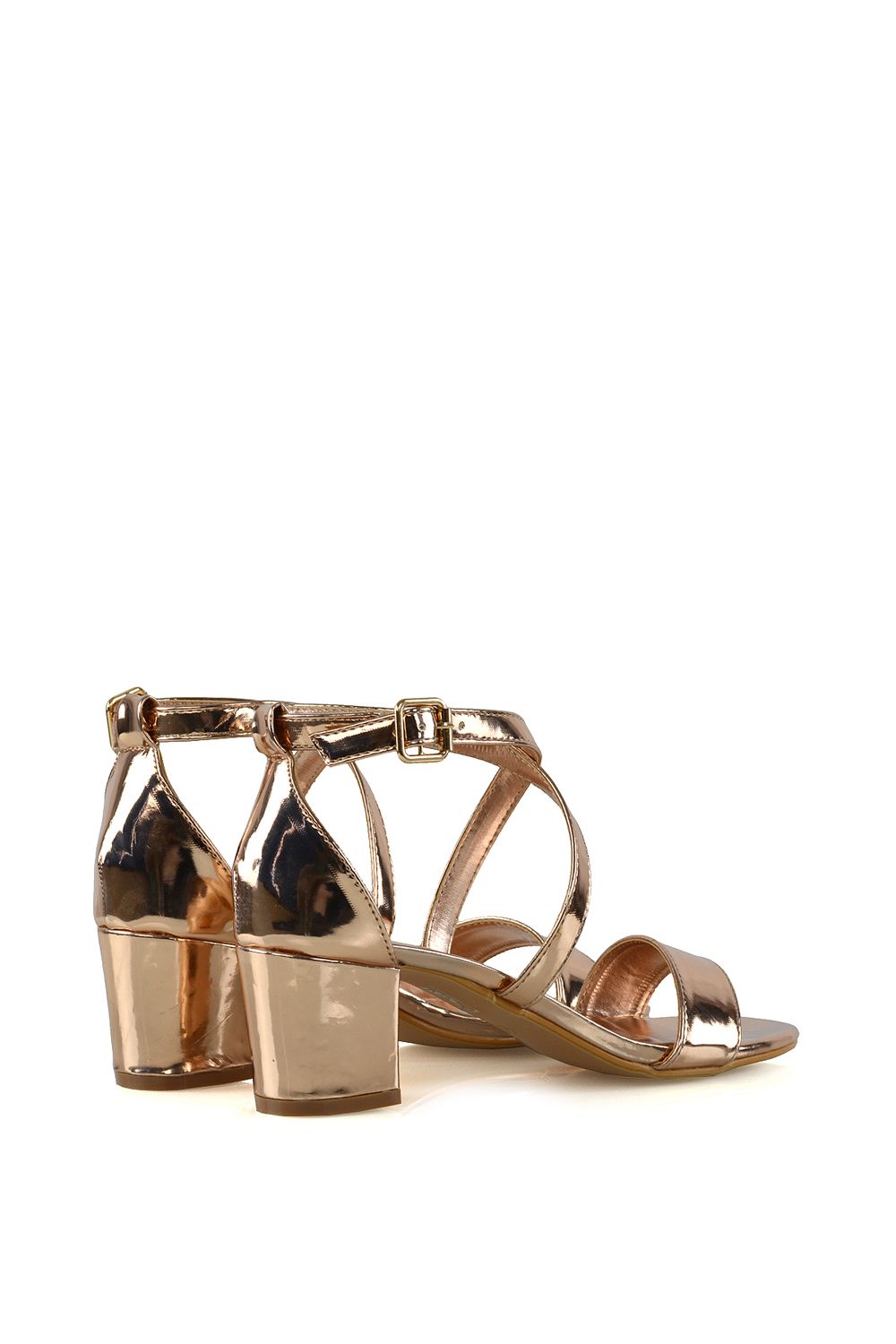 XY London 'Jordyn' Cross Over Buckle Strap Chunky Low Block Heels image 2