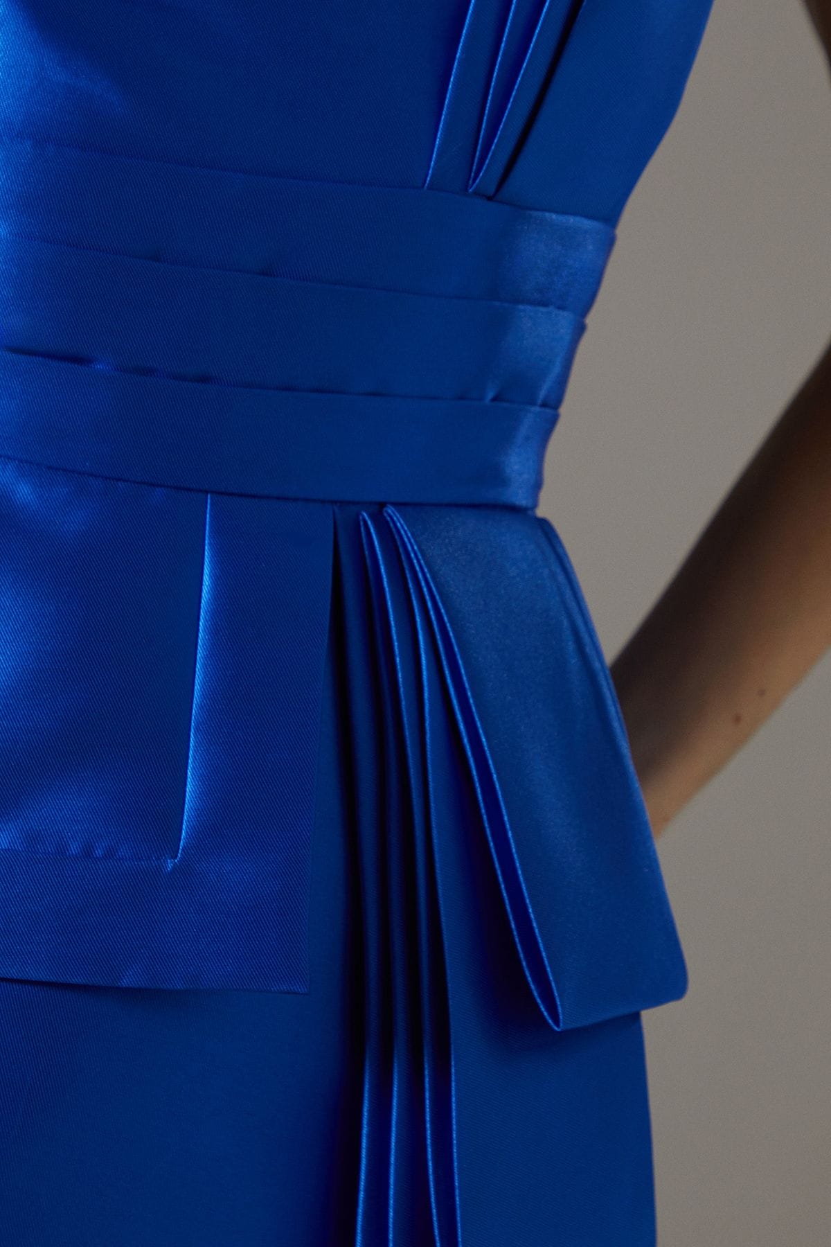 Coast Satin Twill Ruffle Detail Midi Dress Cobalt image 5