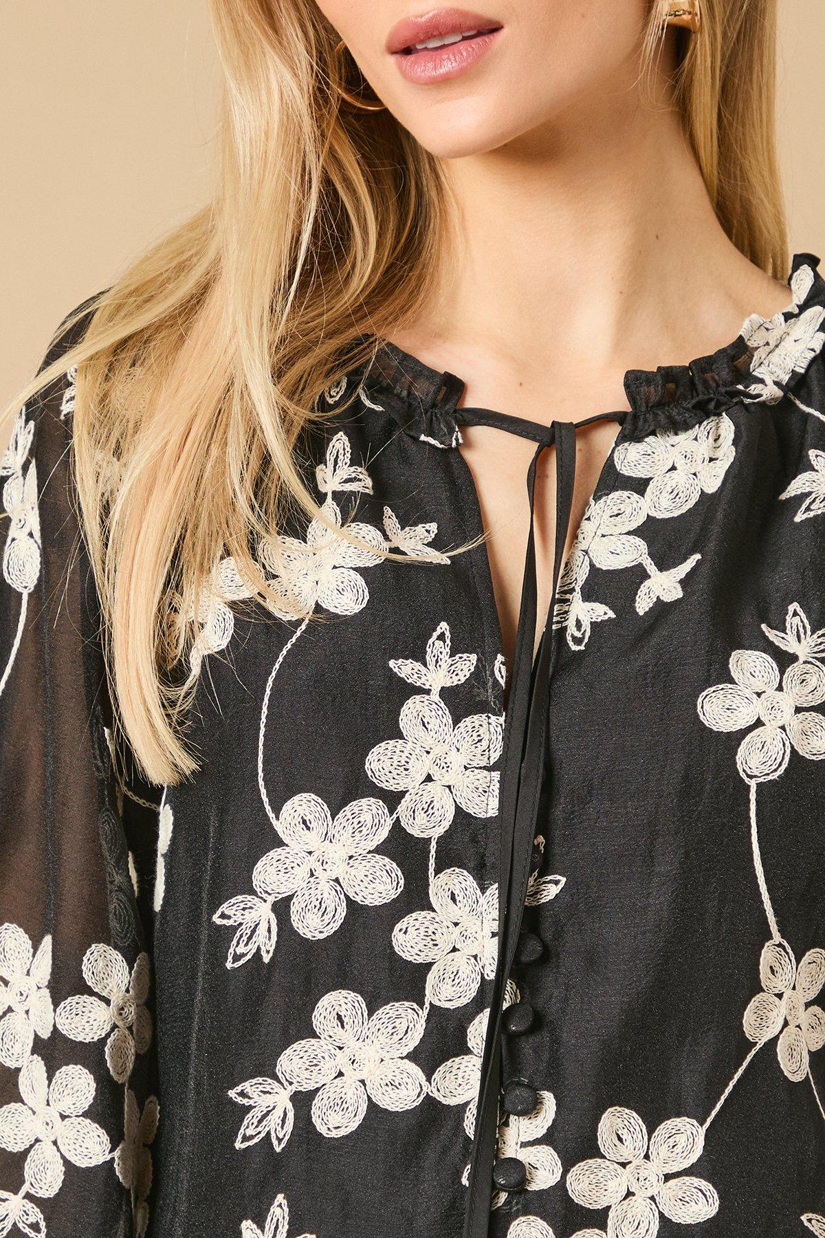 Oasis Button Up Floral Mini Dress Black image 5