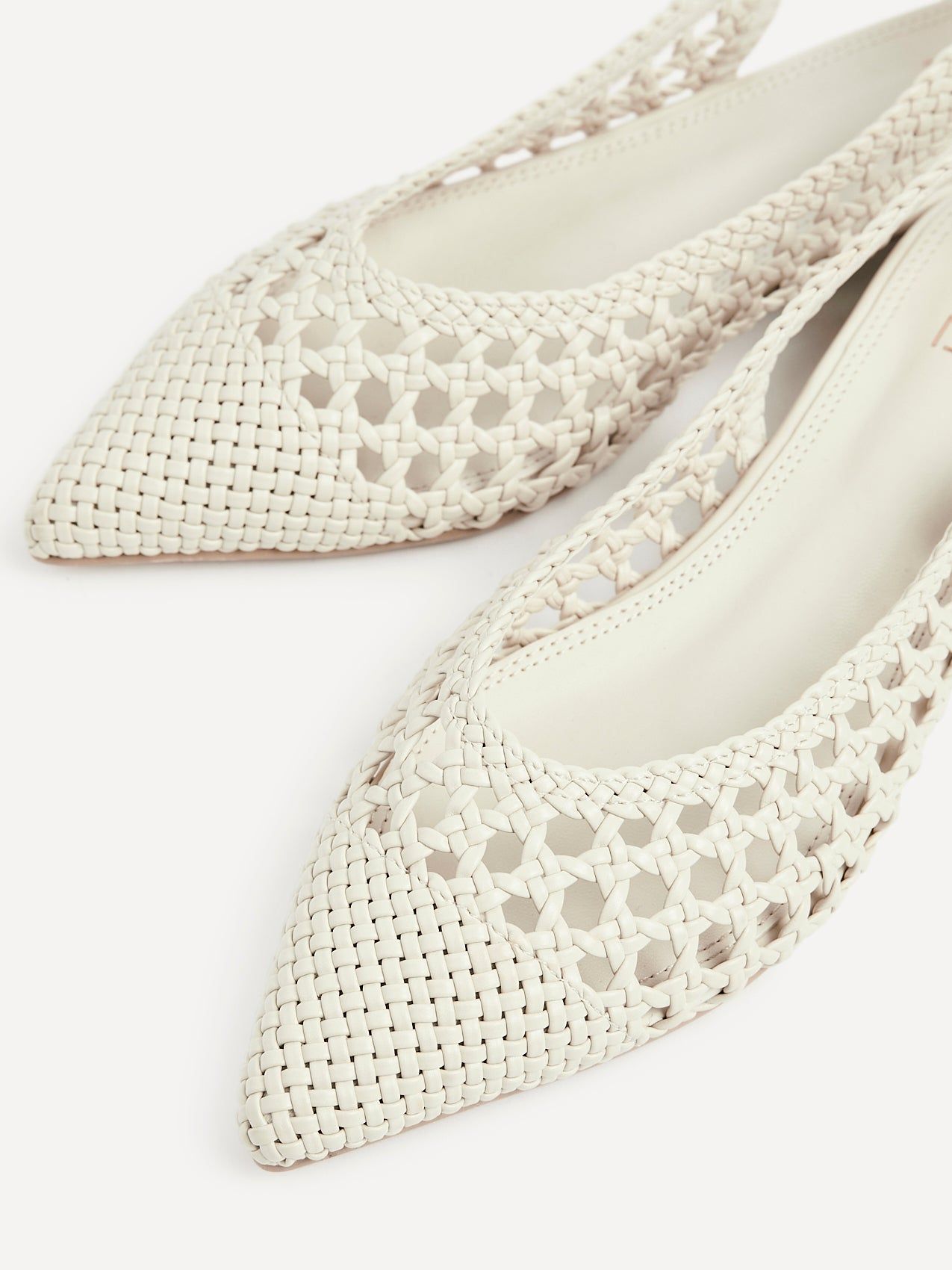Linzi Carolina Ivory Faux Leather Woven Ballet Flats image 4
