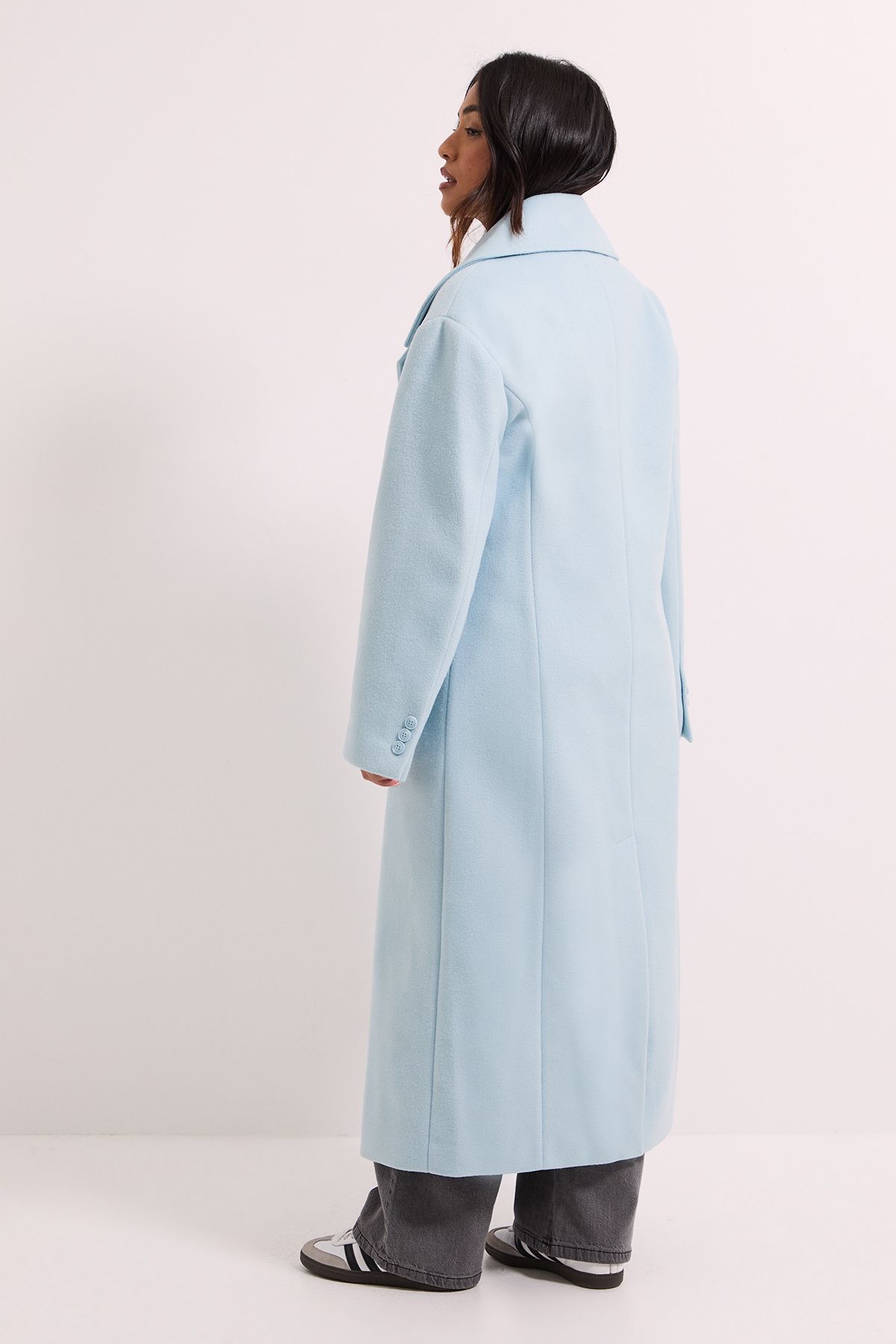 Dorothy Perkins Petite Brushed Relaxed Longline Coat Pale Blue image 4
