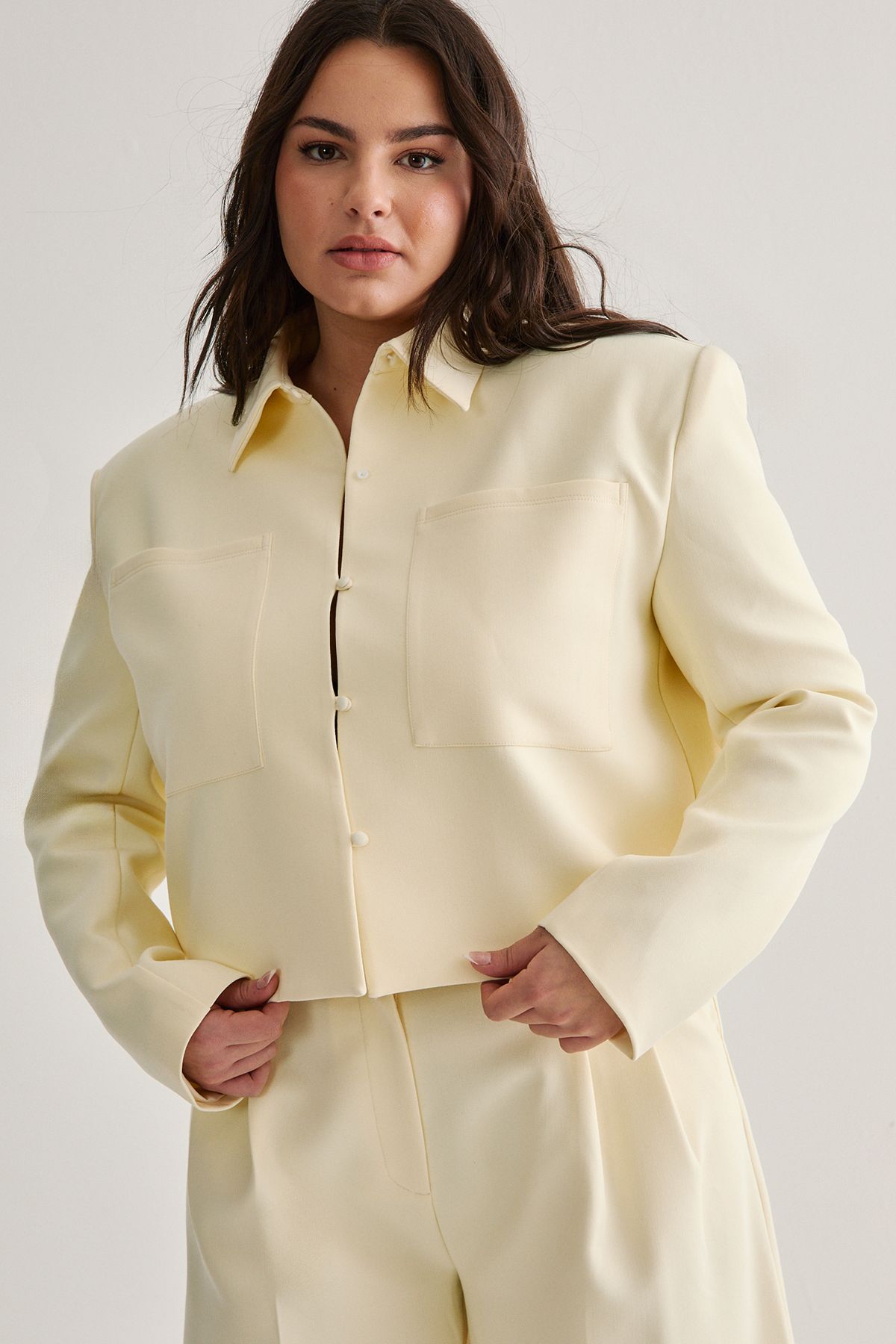 NastyGal Plus Tailored Trucker Jacket Butter