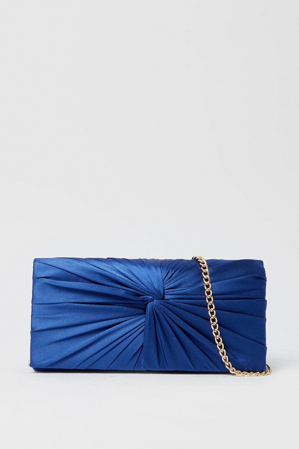 Dorothy Perkins Beauty Twist Front Satin Clutch Bag Navy image 2