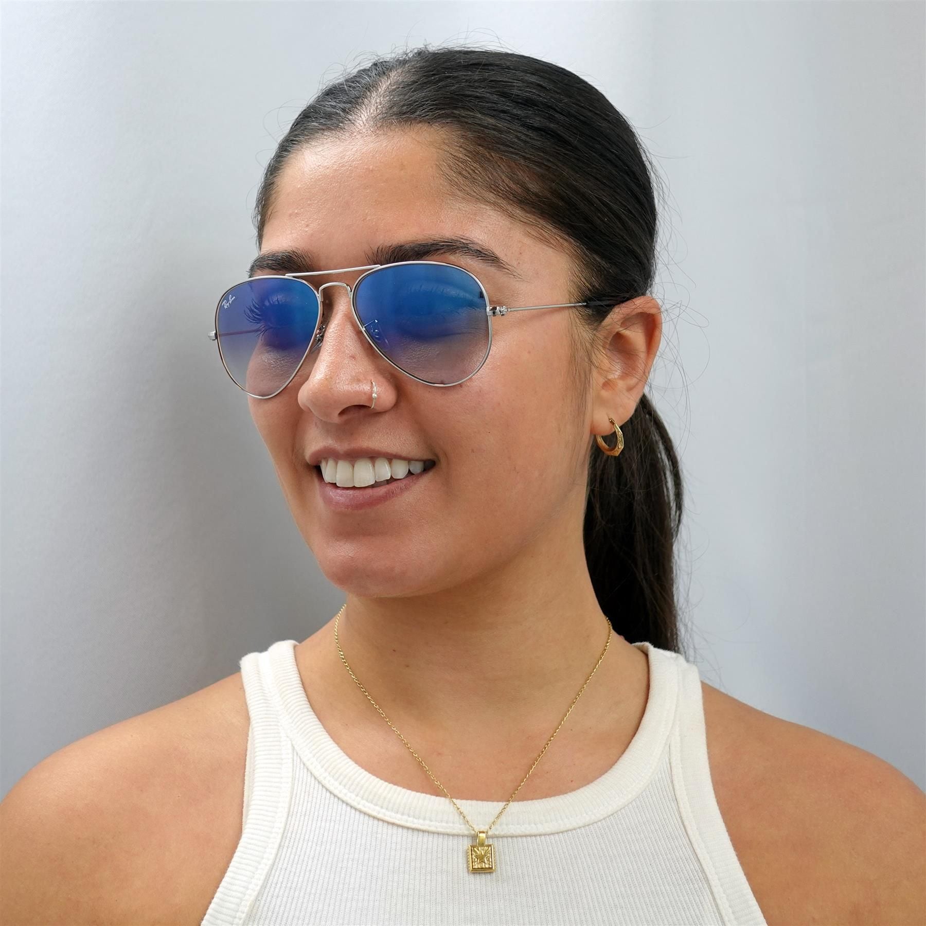Ray-Ban Aviator Silver Gradient Light Blue Aviator 3025 Sunglasses image 5