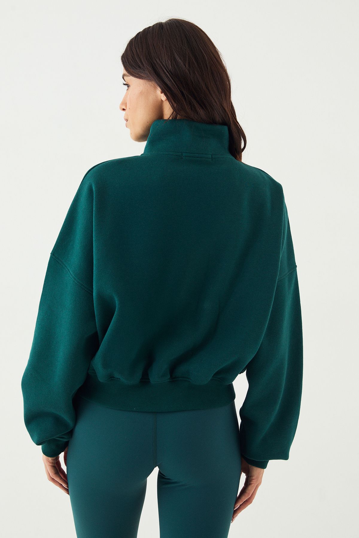 DSGN Studio DSGN Studio Sport Funnel Neck Zip Through Bomber Sweatshirt Pine image 2