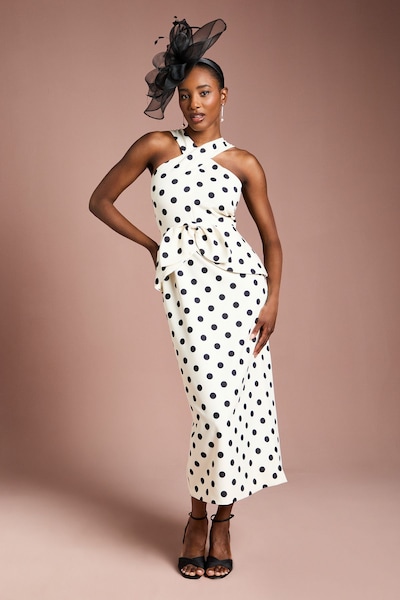 Coast Polka Dot Peplum Pencil Dress Mono