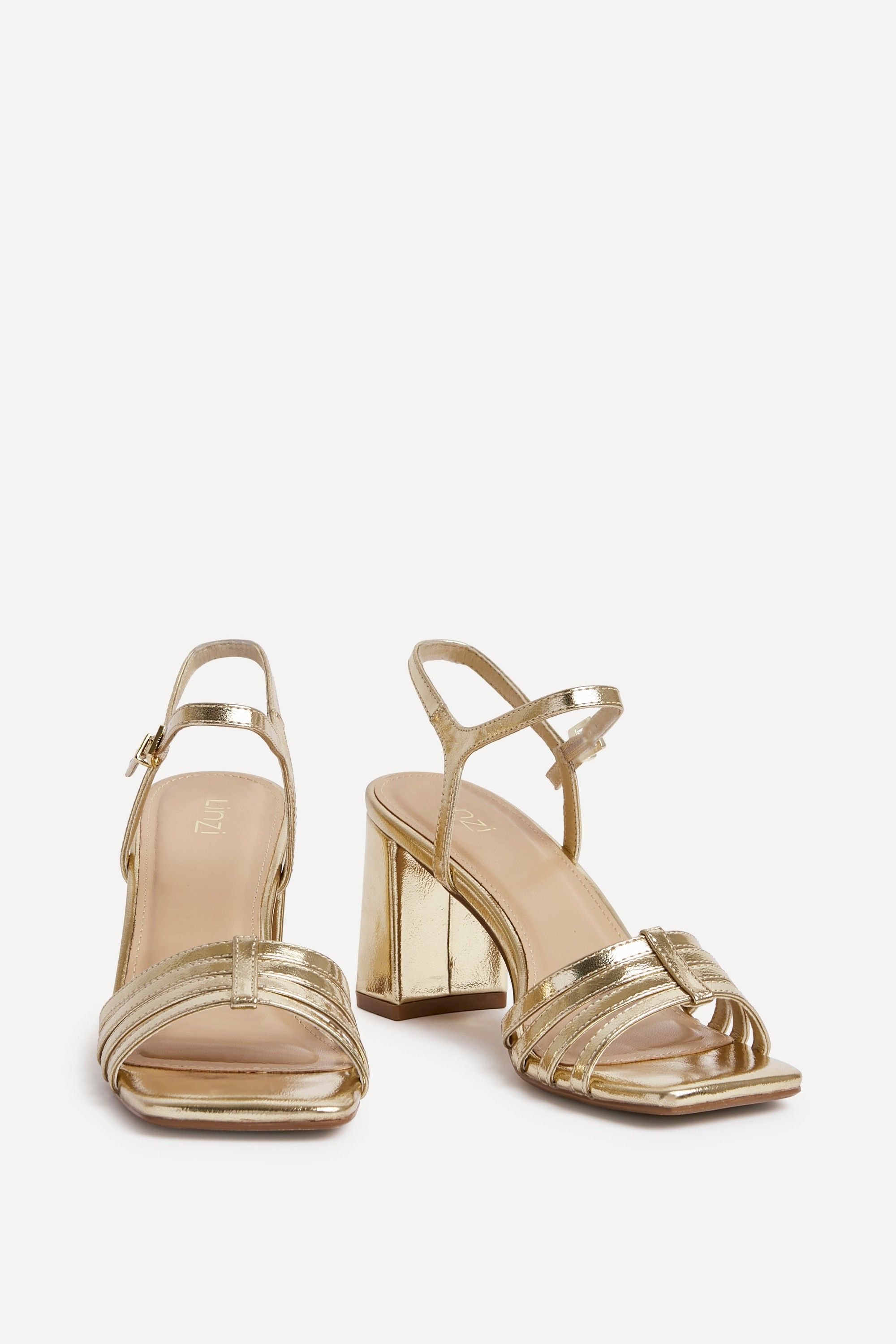 Linzi Annie Gold Faux Leather Strappy Block Heel image 3