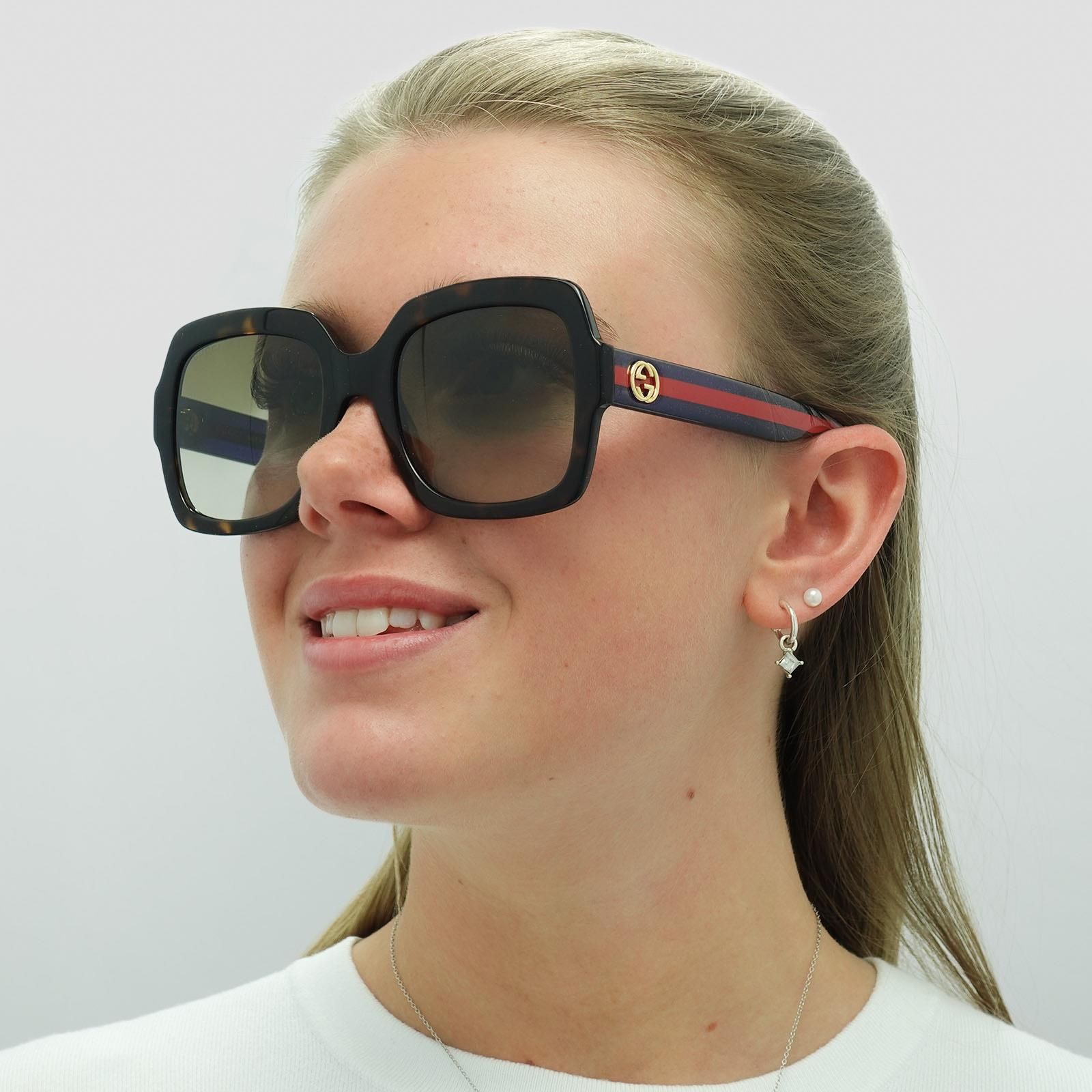 Gucci Square Havana Glitter Blue and Red Brown Gradient GG0036SN image 5