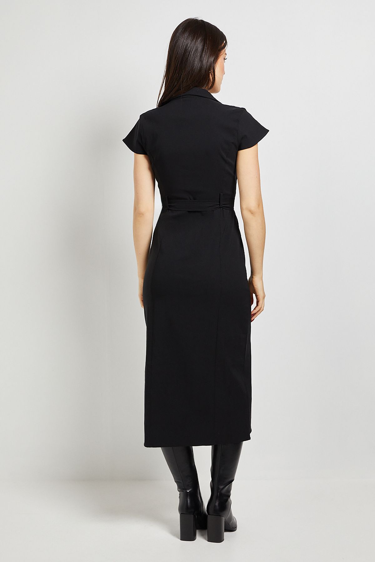 Dorothy Perkins Belted Button Down Midi Dress Black image 3