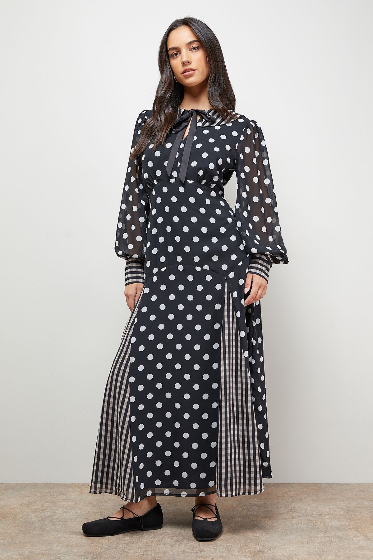 Oasis Statement Collar Long Sleeve Maxi Dress Multi image 1