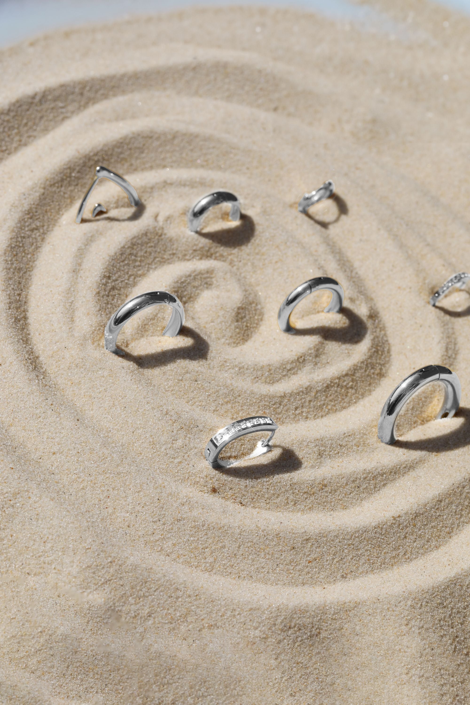 Jon Richard Waterproof Silver Plated Crystal And Polished Hoop Earrings image 3