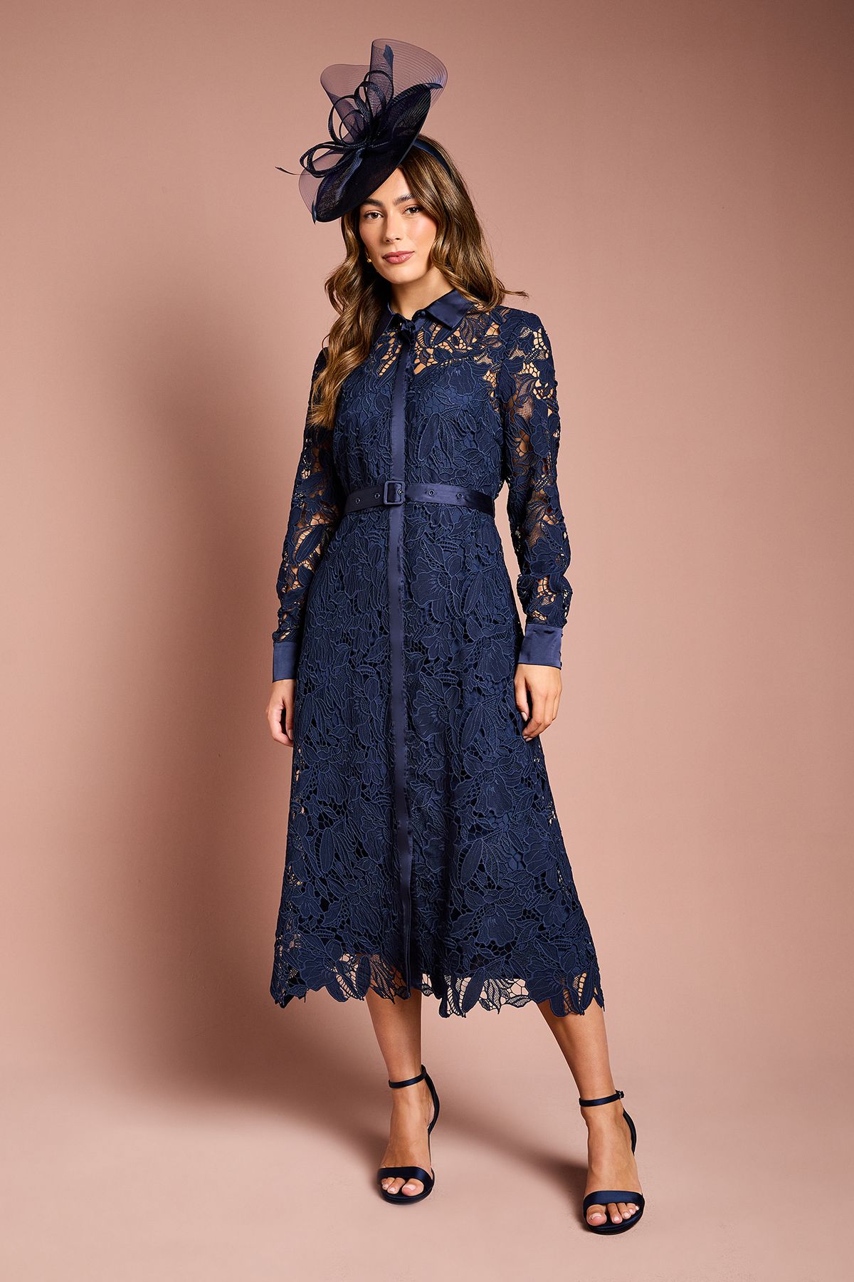 Coast Lace Shirt Dress Navy image 1