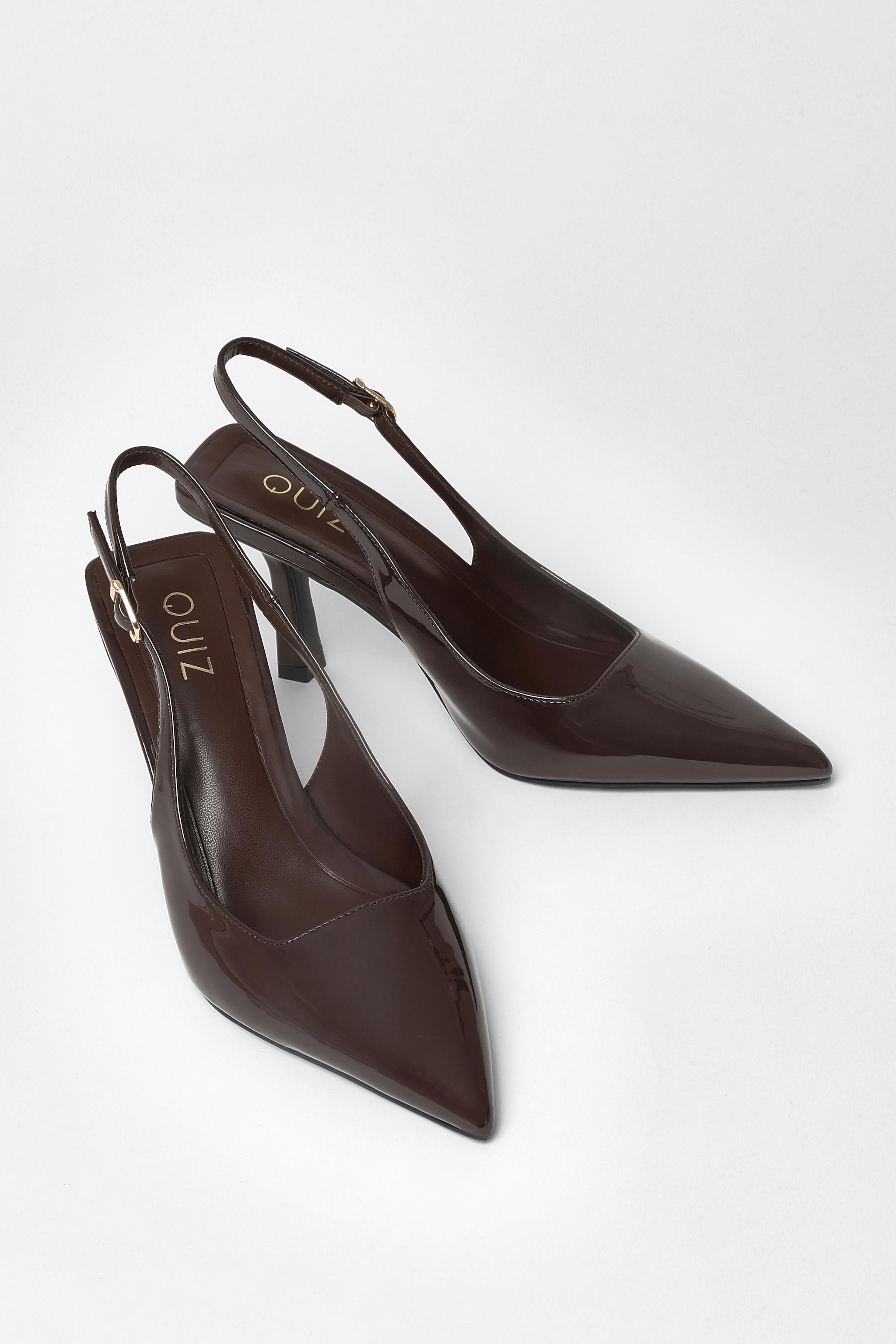 Quiz Brown Faux Leather Court Heels image 2
