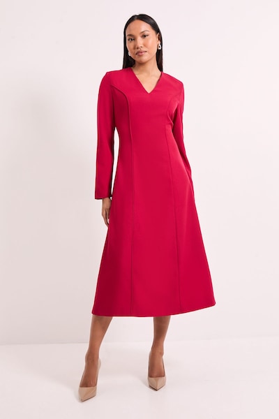 Principles Dark Berry Long Sleeve Binded Midi Dress Berry