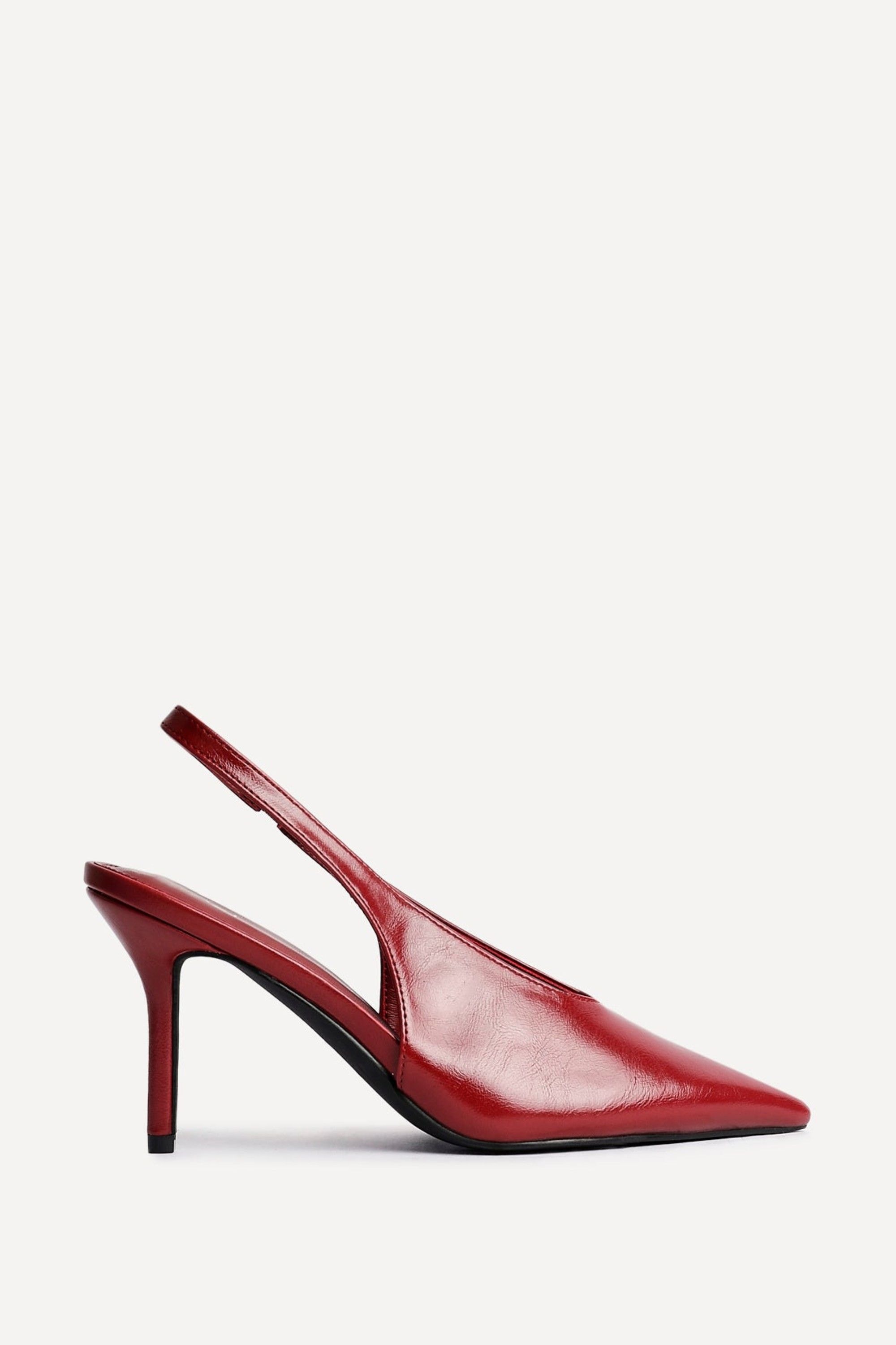 Linzi Evoke Red Faux Leather Sling Back Court Heels