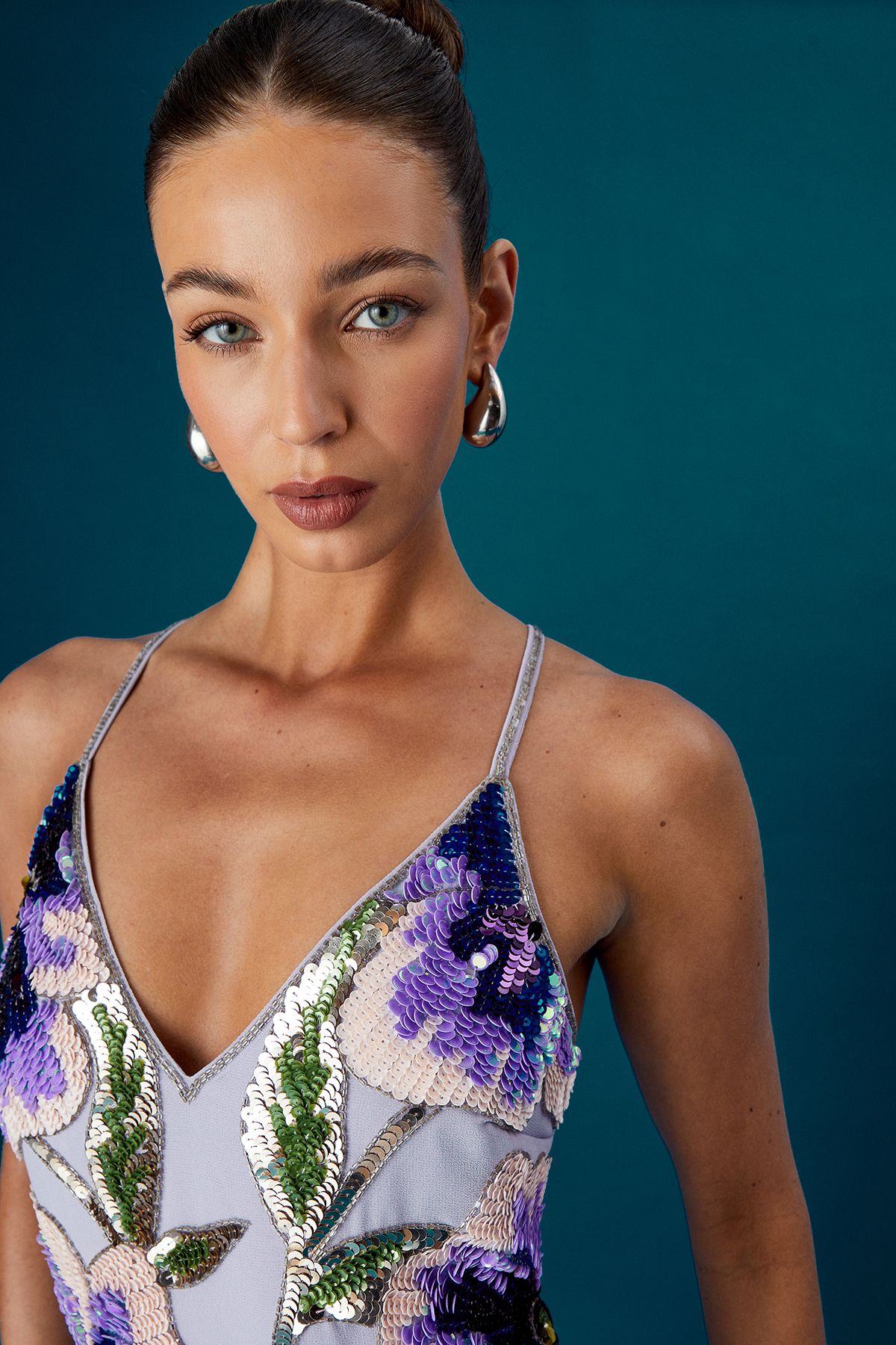 Coast Coast Muse Sequin Strappy Embellished Midi Dress Lilac image 4