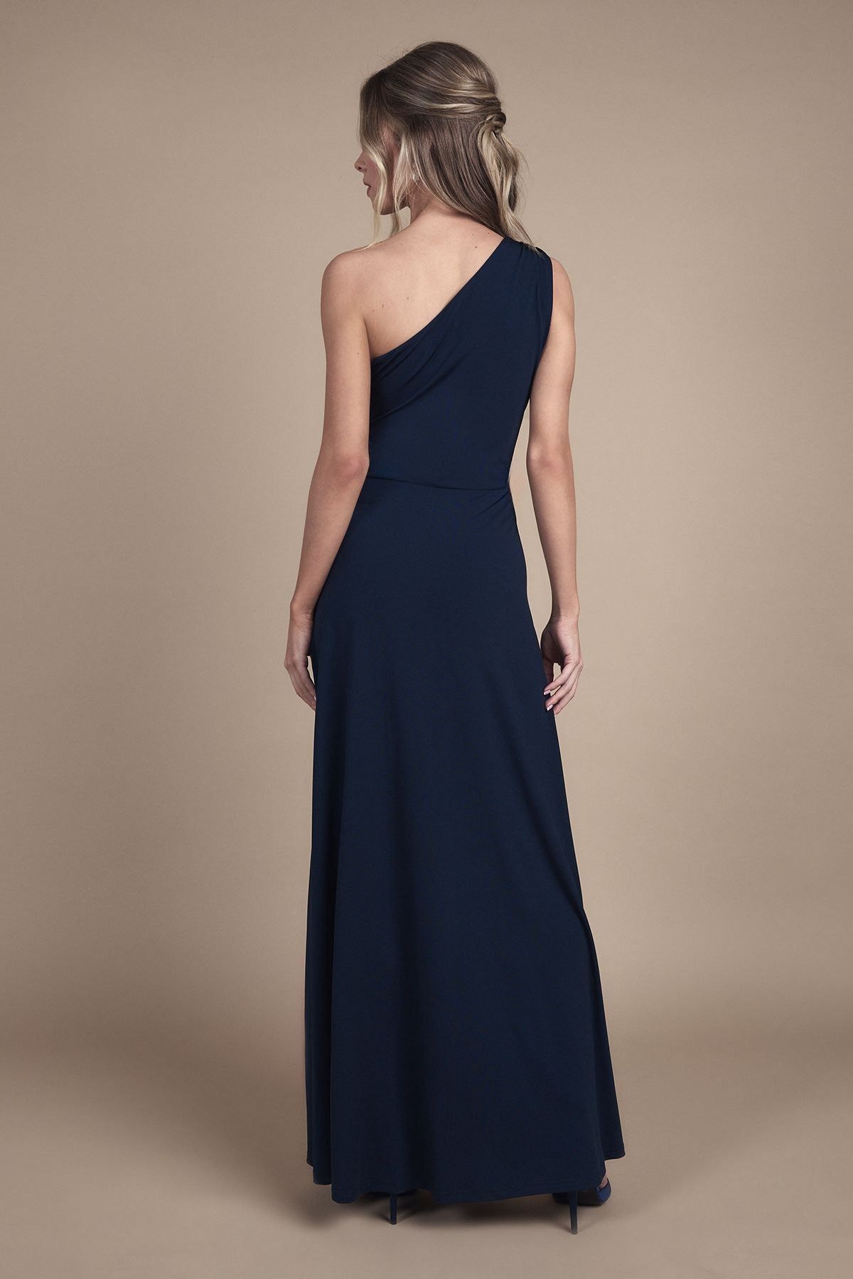Coast Teen Coast Jersey One Shoulder Twist Detail Bridesmaid Dress Navy image 3