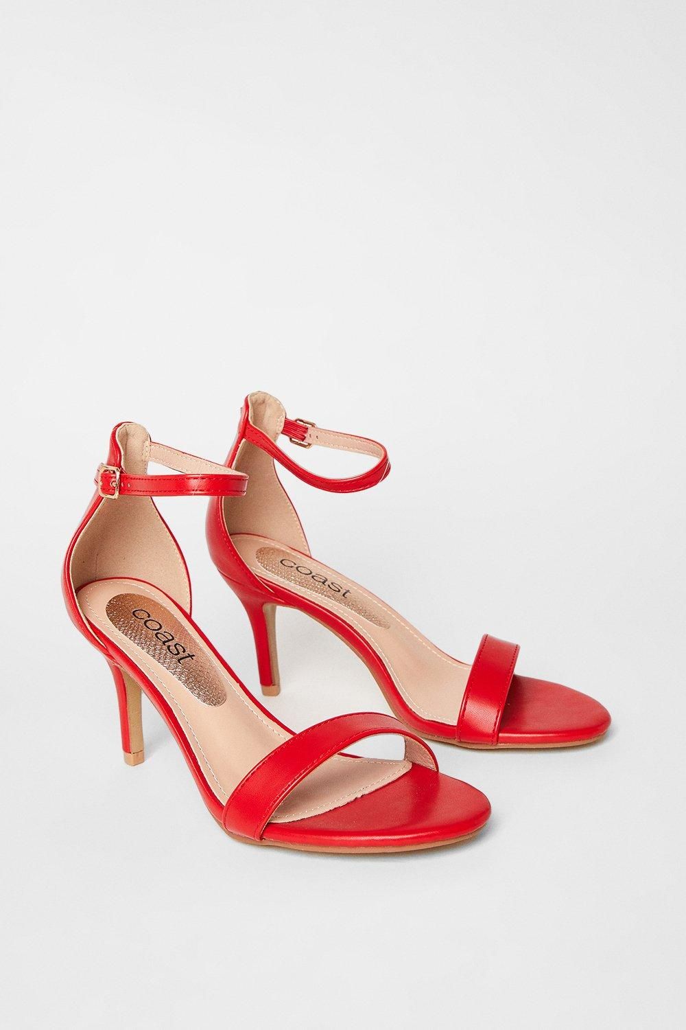 Coast Trinnie Barely There Stiletto Heeled Sandals Red image 3