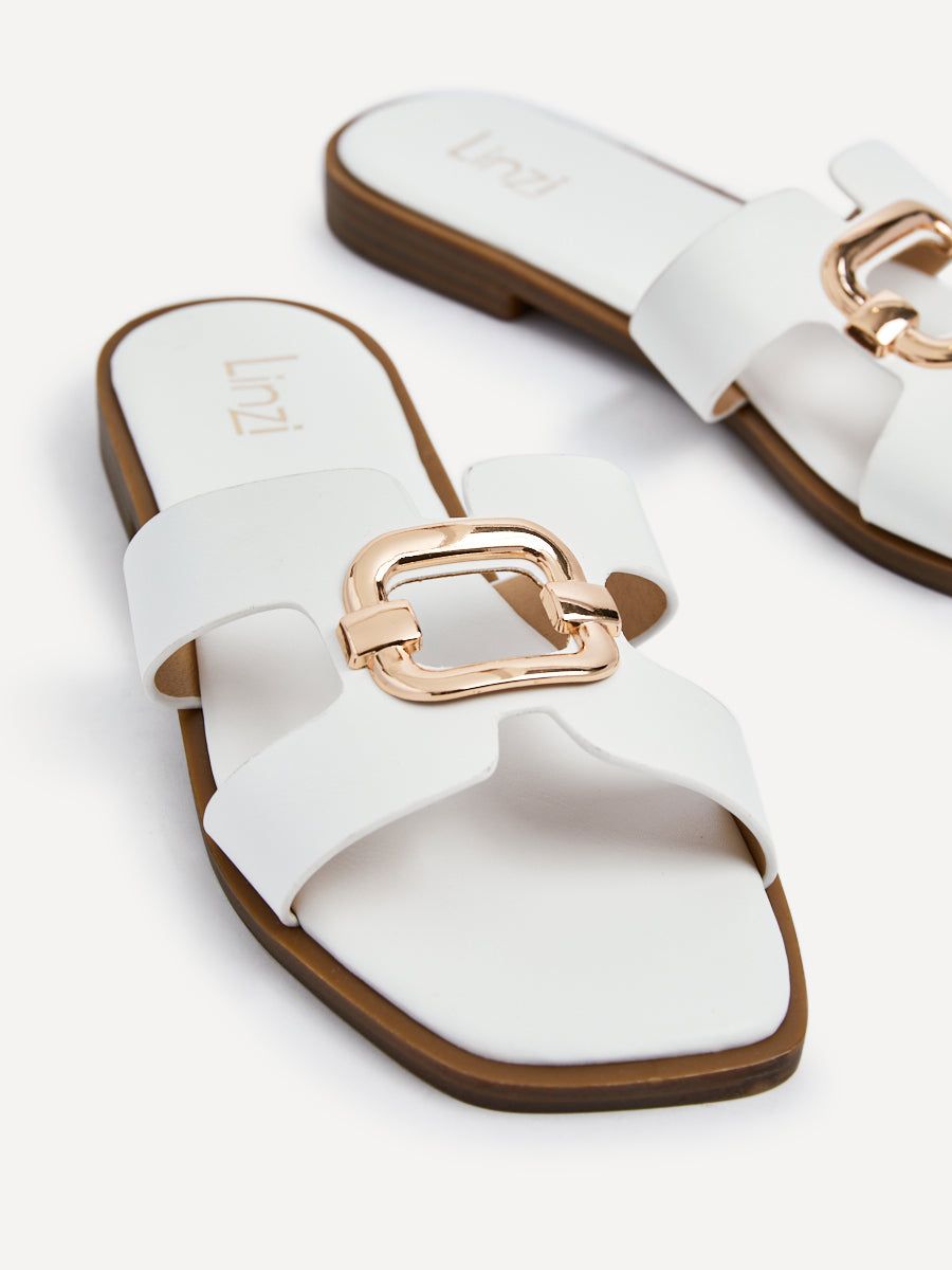 Linzi Vida White Faux Leather Flat Sandal image 4
