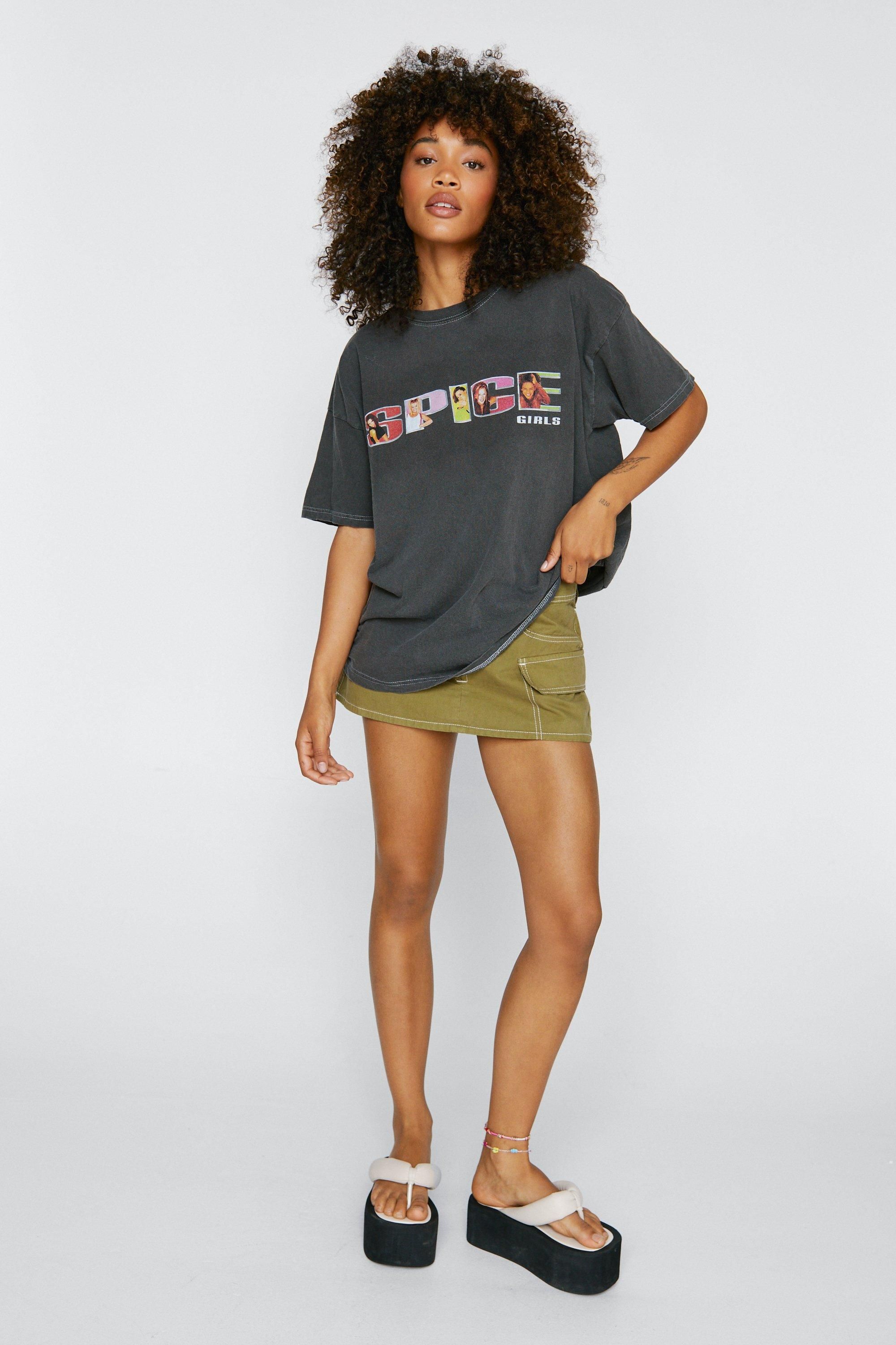 NastyGal Spice Girls Oversized Graphic T-shirt Charcoal image 2