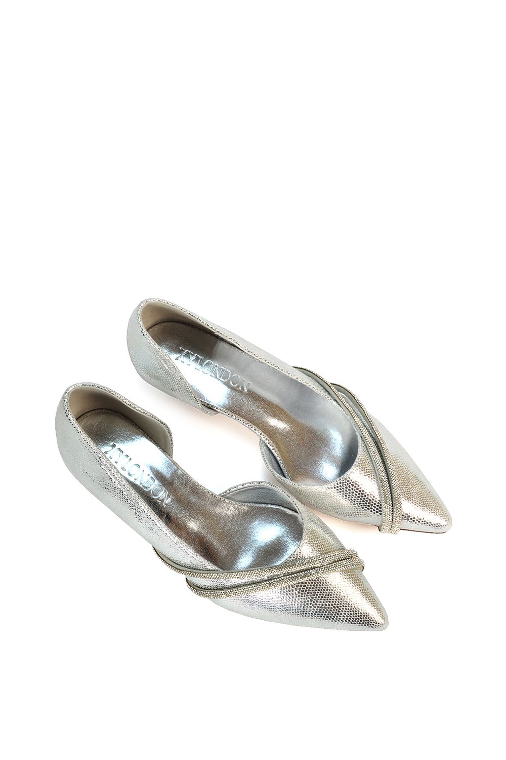 XY London 'Kirsty' Pointed Rhinestone Low Kitten Heel Court Shoes image 6