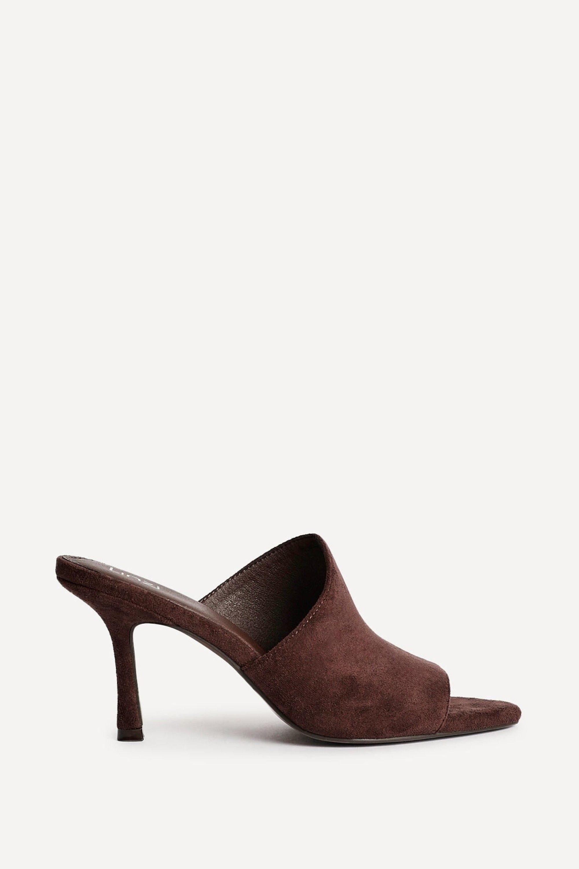 Linzi Monarch Brown Peep Toe Mule Heels image 1