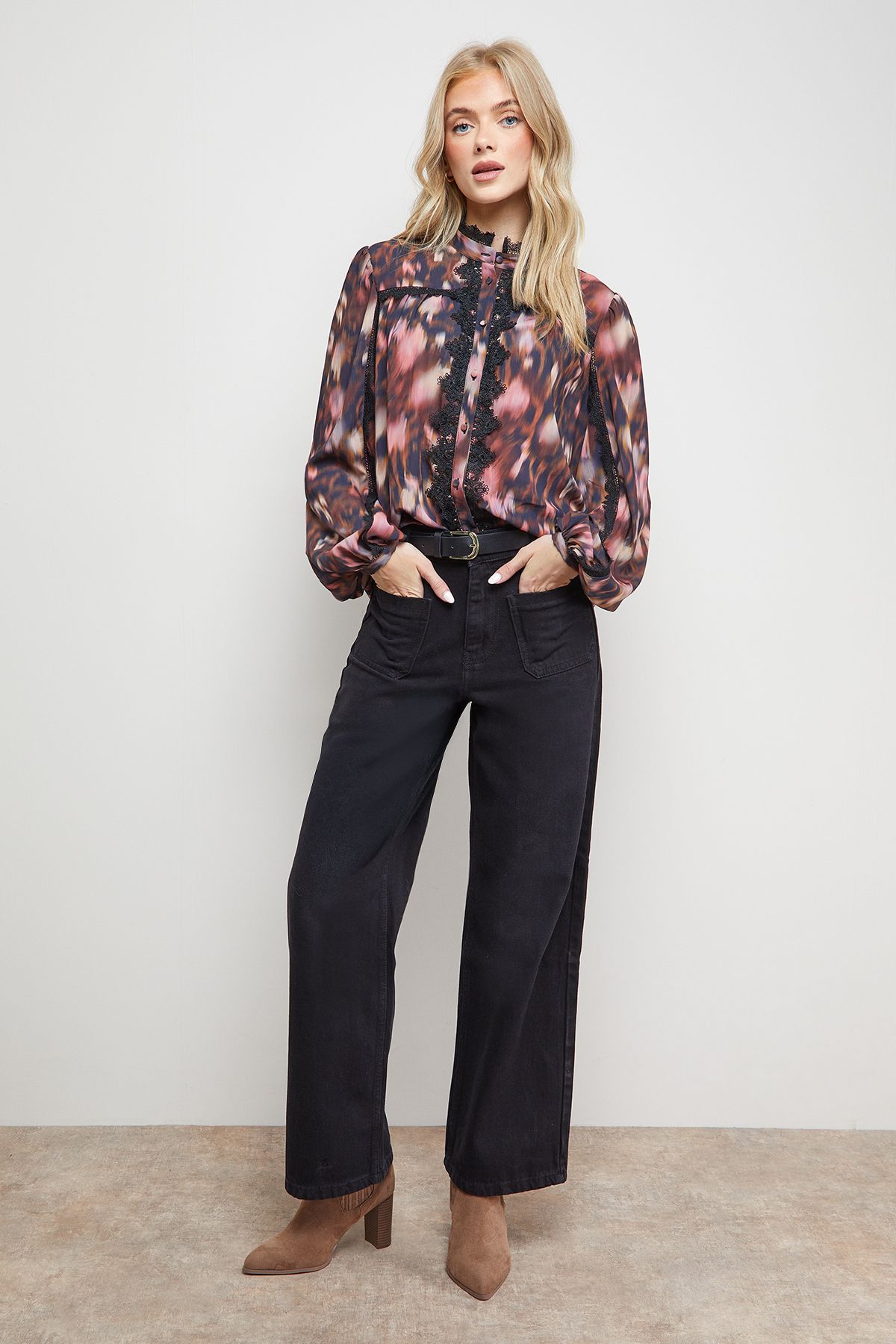 Oasis Lace Trim Blouse Multi image 2