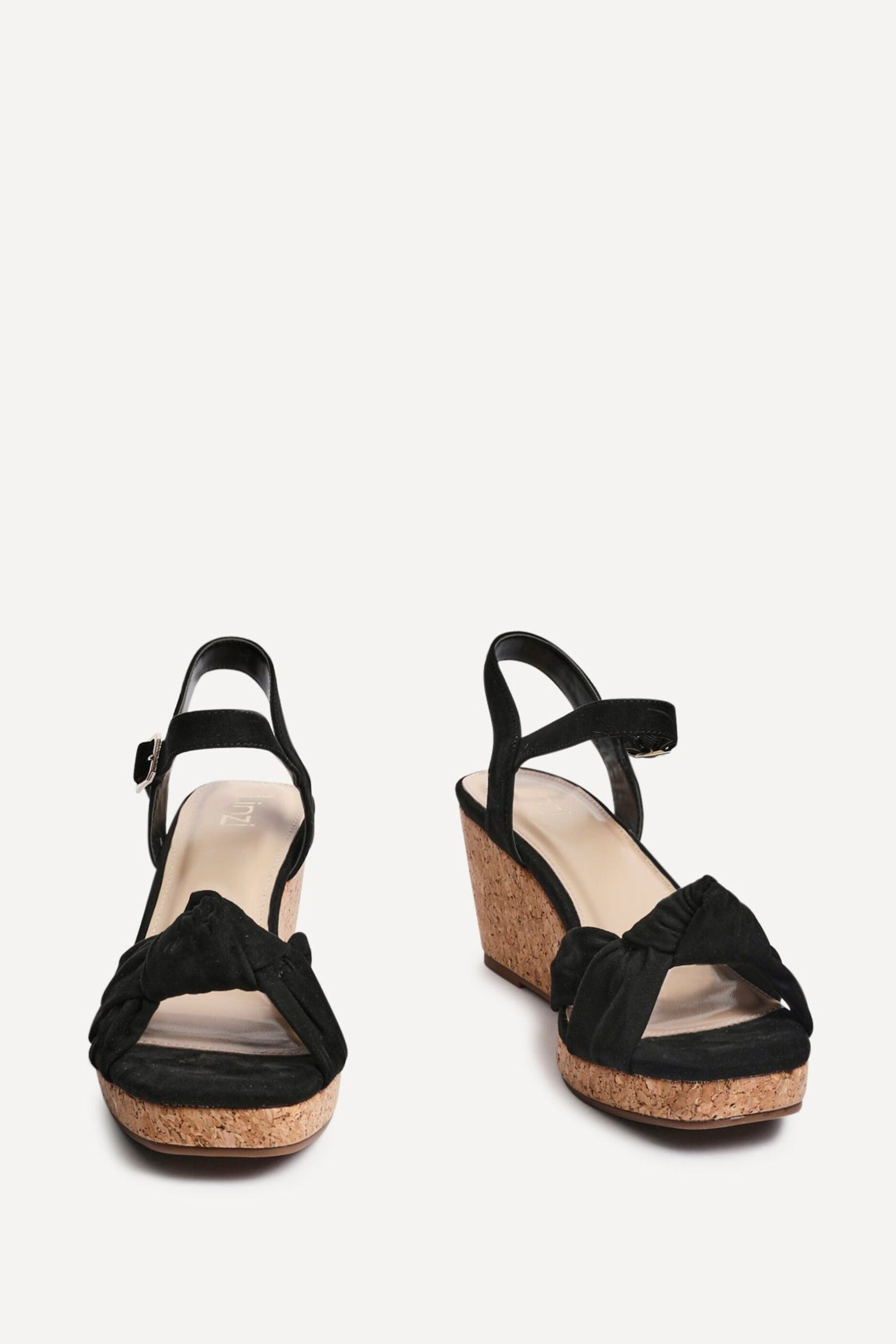 Linzi Elyah Black Faux Suede Cork Wedge image 3