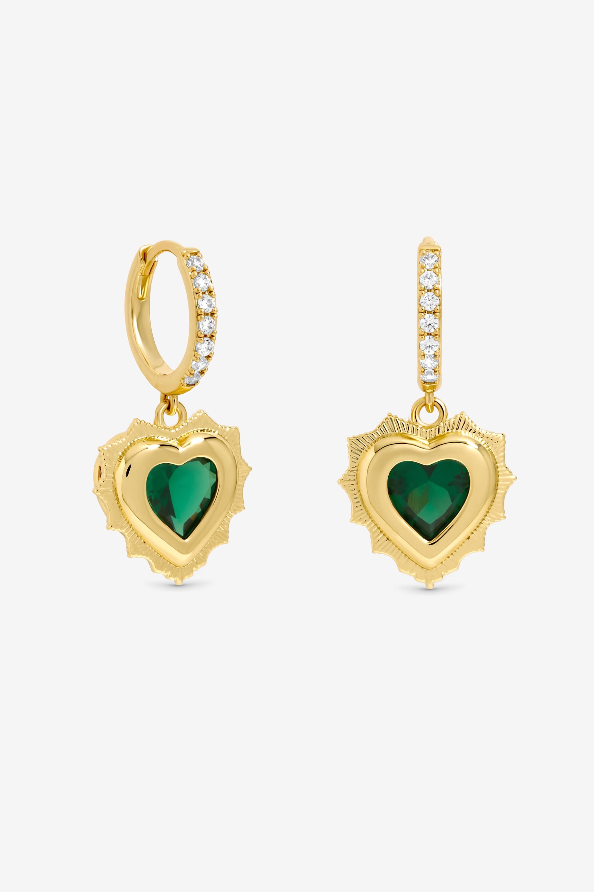 Jon Richard 14Ct Real Gold Plated Heart Birthstone Huggie Earrings - May image 2
