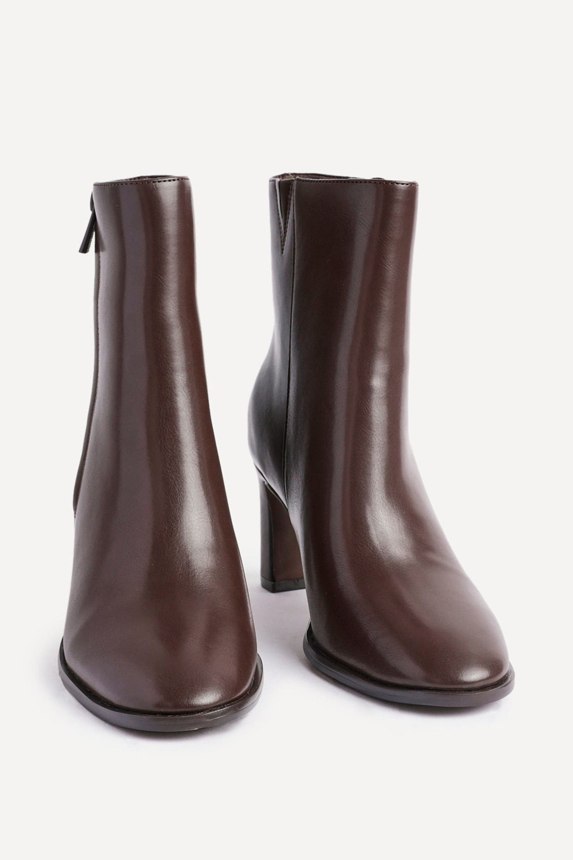 Linzi Jonas Brown Faux Leather Block Heel Ankle Boot image 3