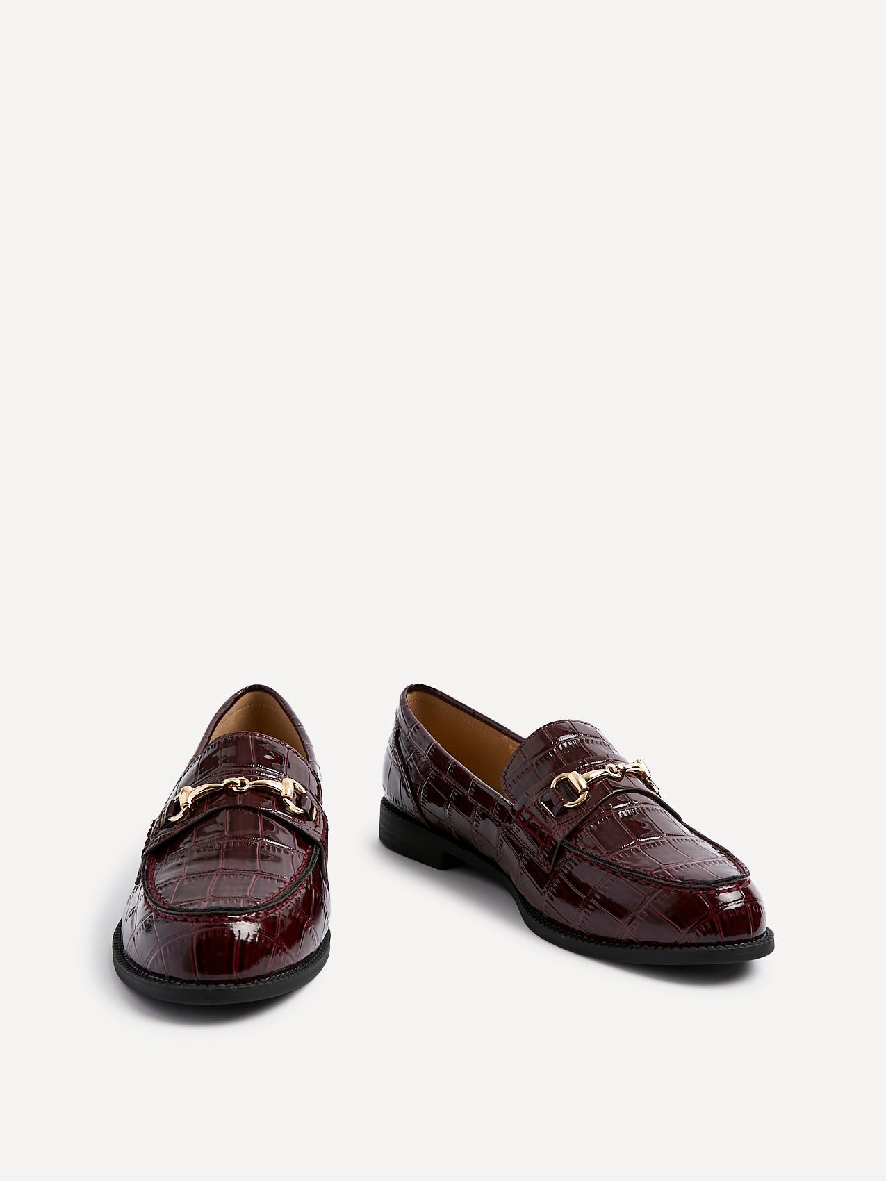 Linzi Maison Burgundy Faux Croc Patent Leather Loafers image 3