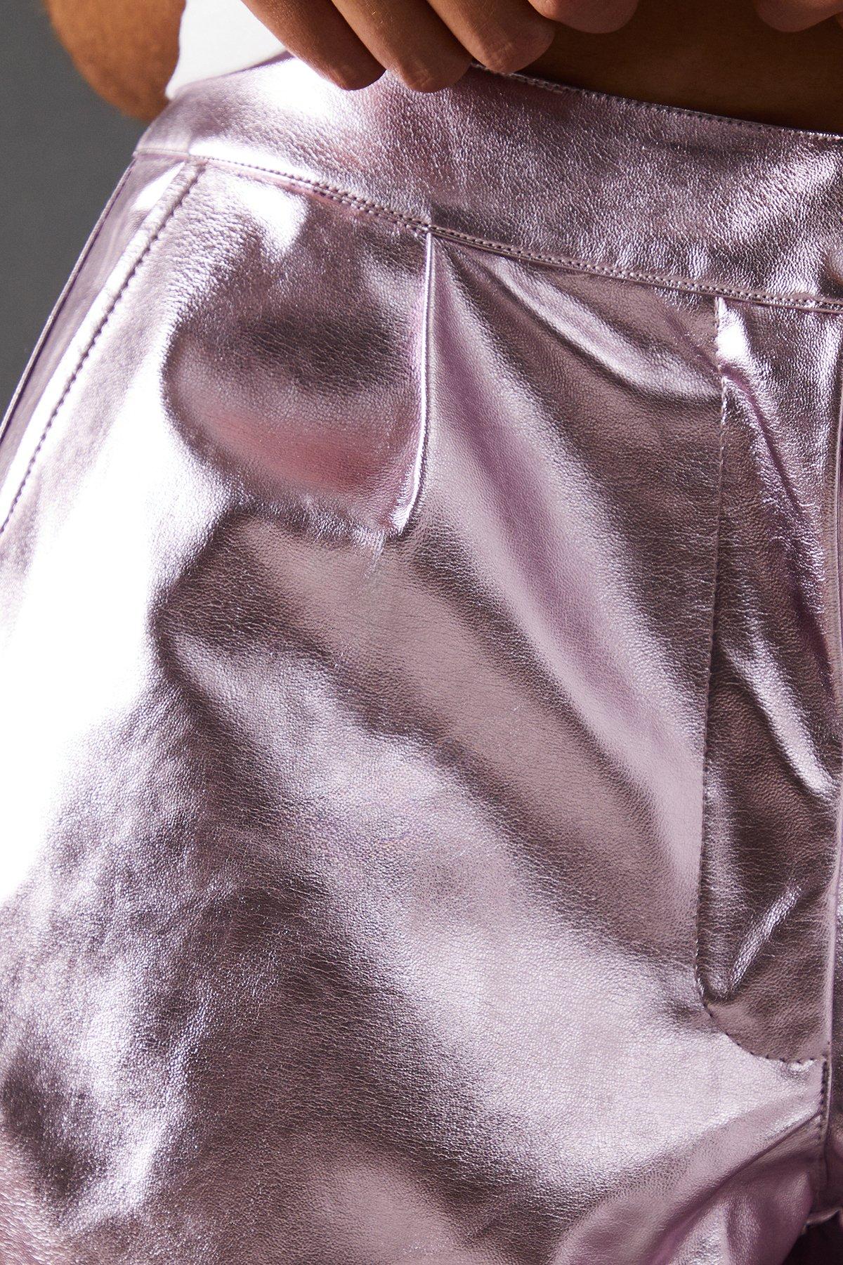Warehouse Metallic Wide Leg Trouser Pink image 5