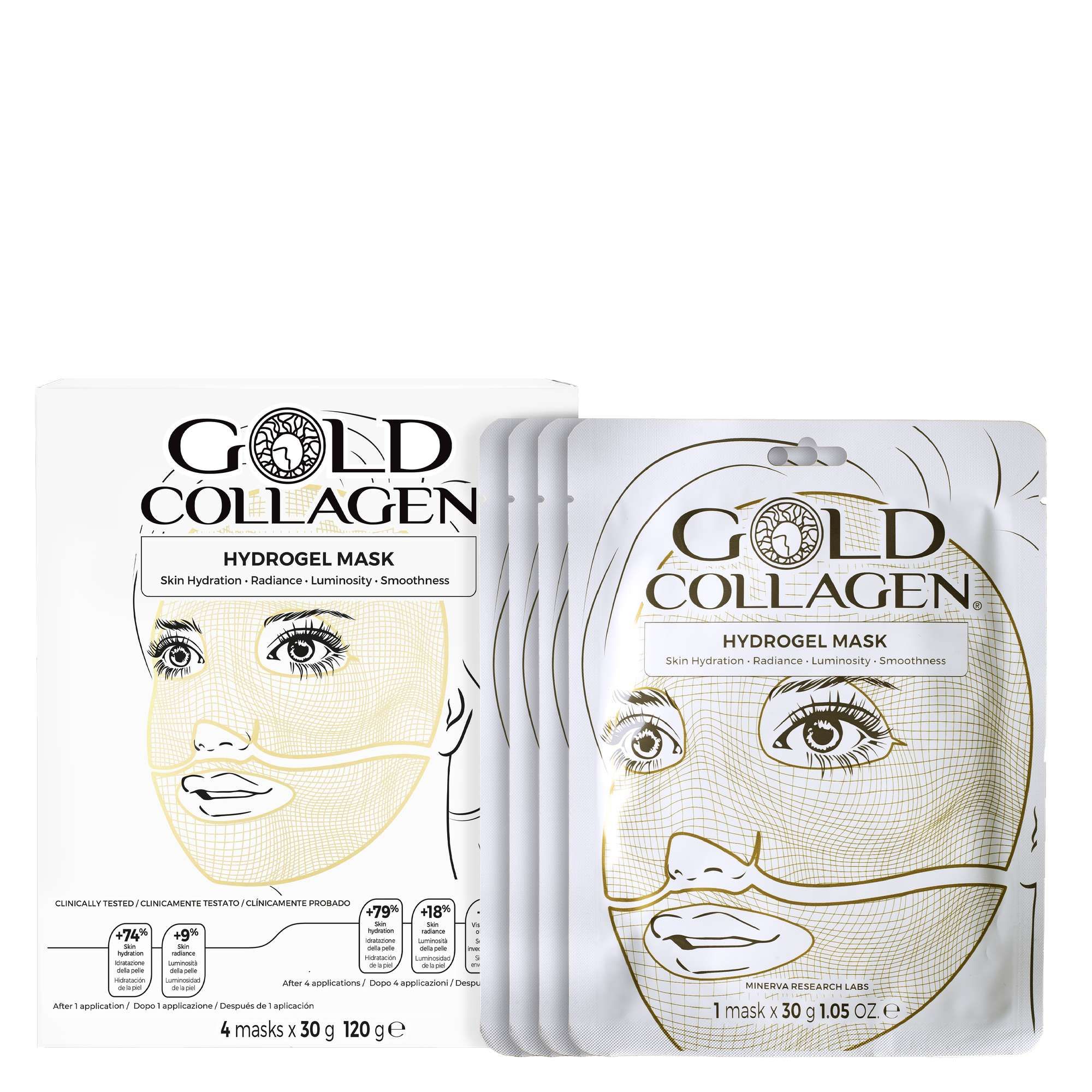 Gold Collagen Hydrogel Face Mask Set 4 x 30g image 1