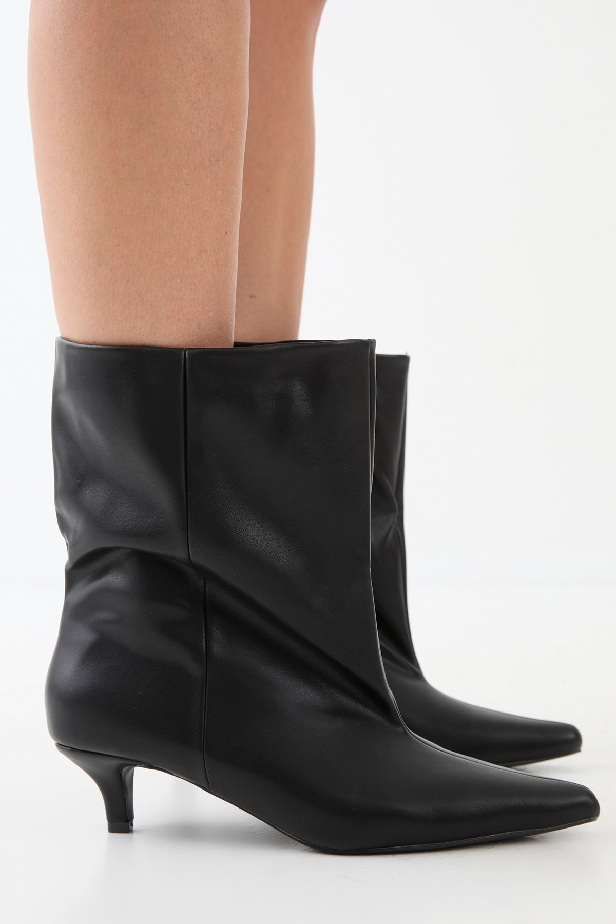 MissPap Low Stiletto Heel Ankle Boots Black image 4