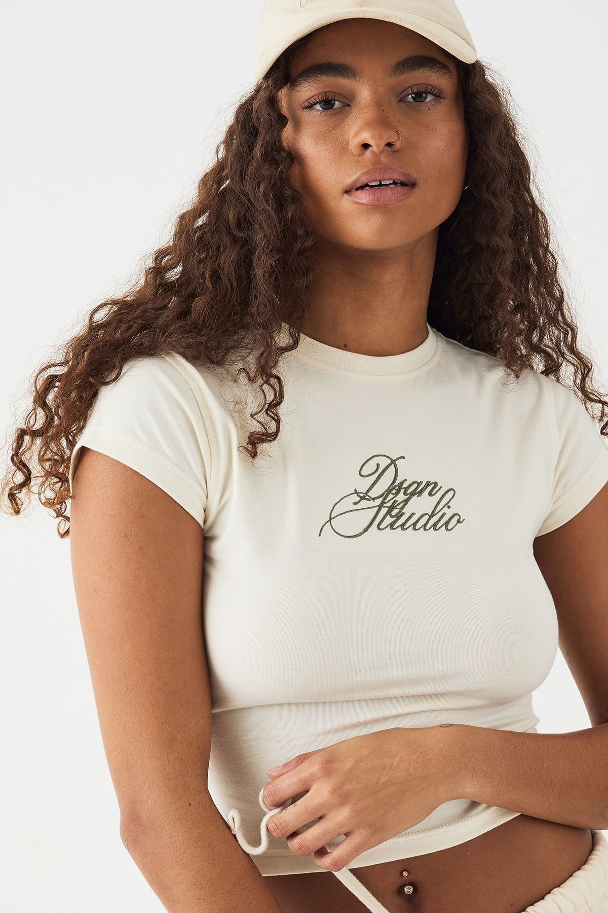 DSGN Studio DSGN Studio Short Sleeve Fitted Top Cream image 4