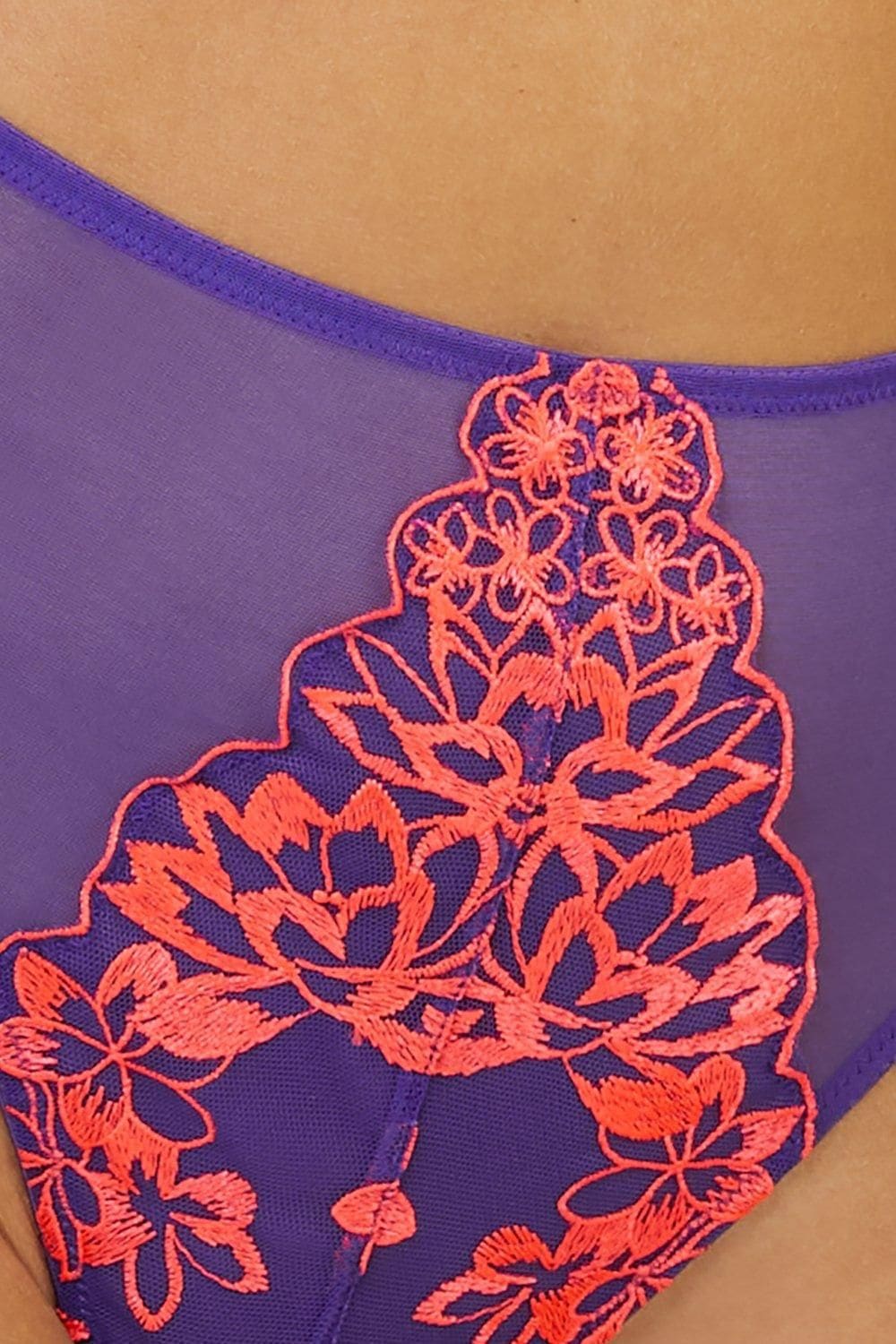 Playful Promises Ada Blossom PUrple & Neon 'High Waist Thong' image 2